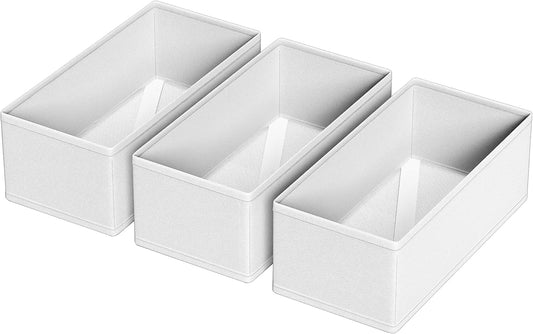 3 PACK Drawer Organizer Clothes，drawer Divider， Dresser Drawer Storage for Sock, Underwear, Bra，Panties，Belt, Tie, Stockings, Leggings & Accessories (White)