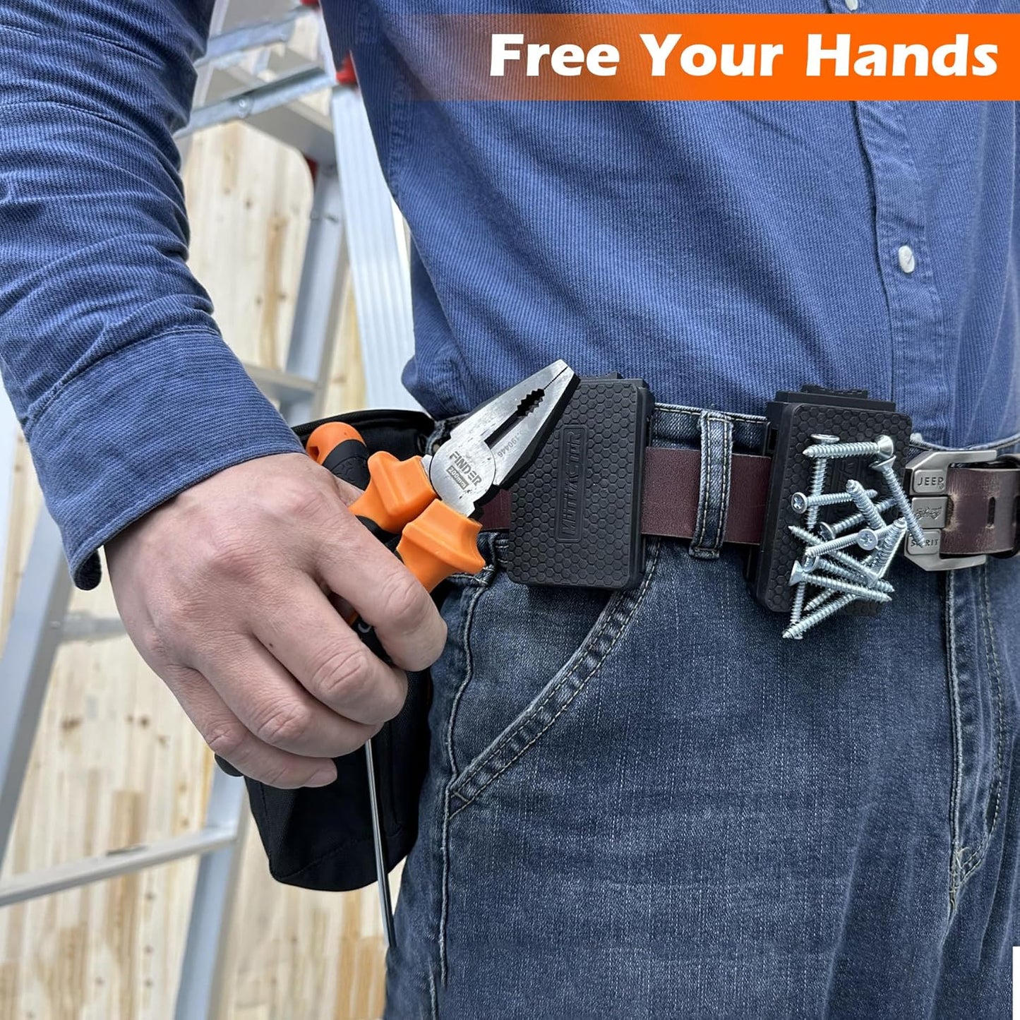 MUTUACTOR Magnetic Belt Clip Heav Duty, 2PCS Super Strong Tool Belt Tool Holster,Anti-Slip Rubber Coated Magnetic Belt Clip for Organizing Screwdrivers Hammers Wrenchs