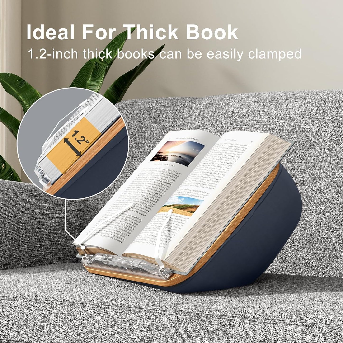 Lap Beanbag Book Stand for Hands Free Reading Comfortable Reading Pillow Stand Minimize Neck Strain Perfect Idea for Book Lovers in Dorm Room or Anywhere Else with Bookseat(Gray)