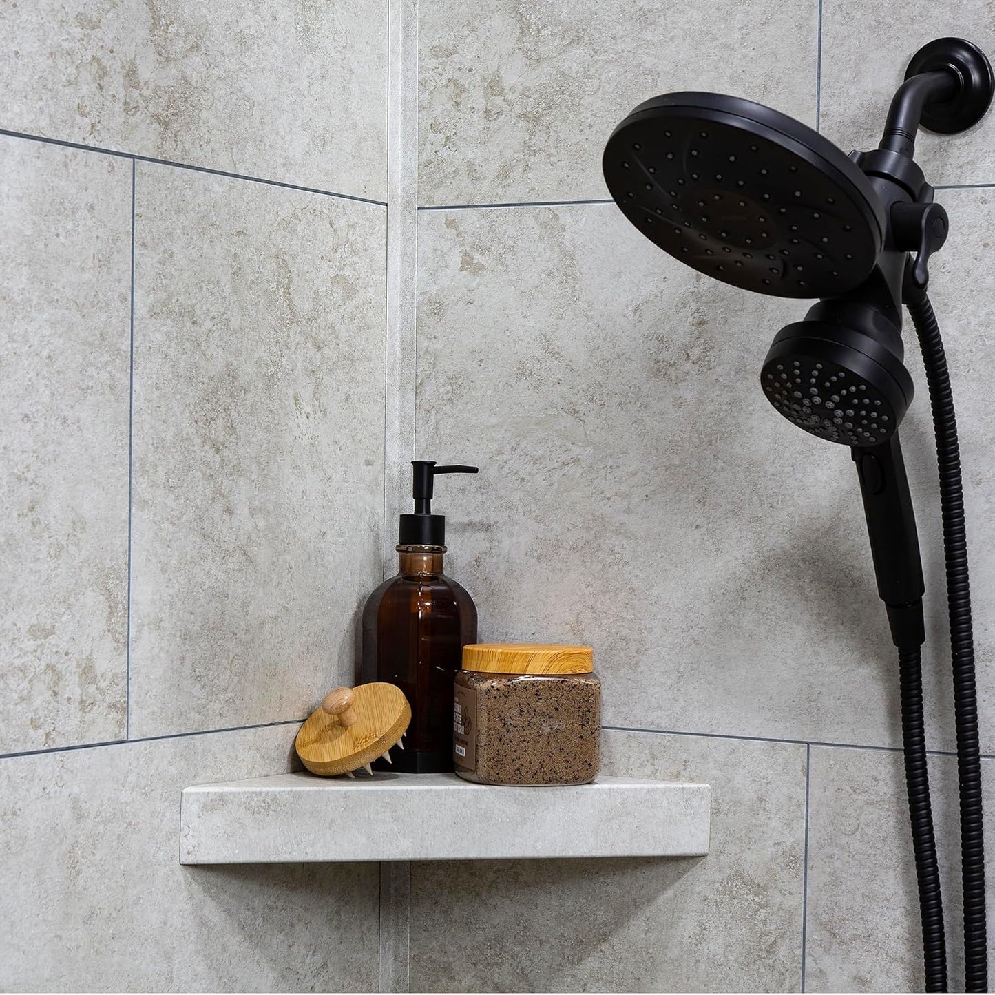 Palisade Vinyl Waterproof Corner Shower Shelf in Rain Cloud