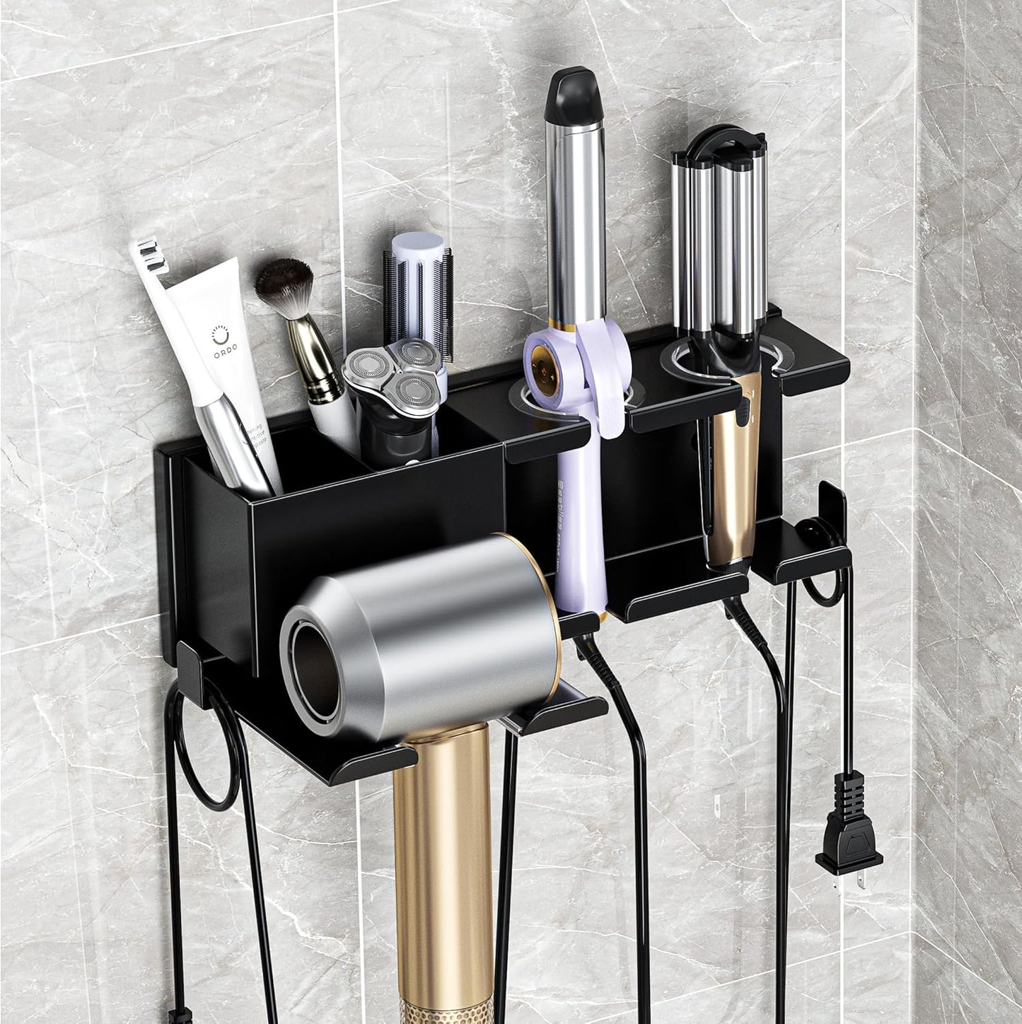 Hair Dryer Holder, Hair Tool Organizer, Blow Dryer Hanger Wall Mount for Dryer Hook, Bathroom Space-Saving Blow Dryer Organizer, Curling Irons Storage Wall Mounted