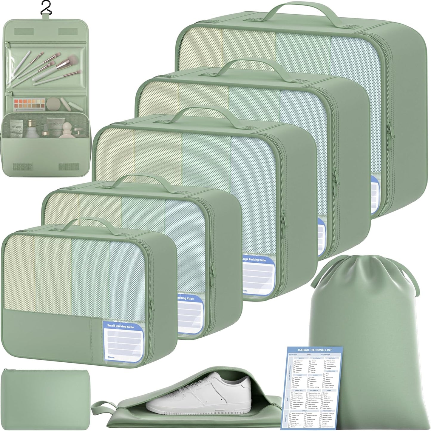 BAGAIL 9 Set Packing Cubes Luggage Packing Organizers for Travel Accessories