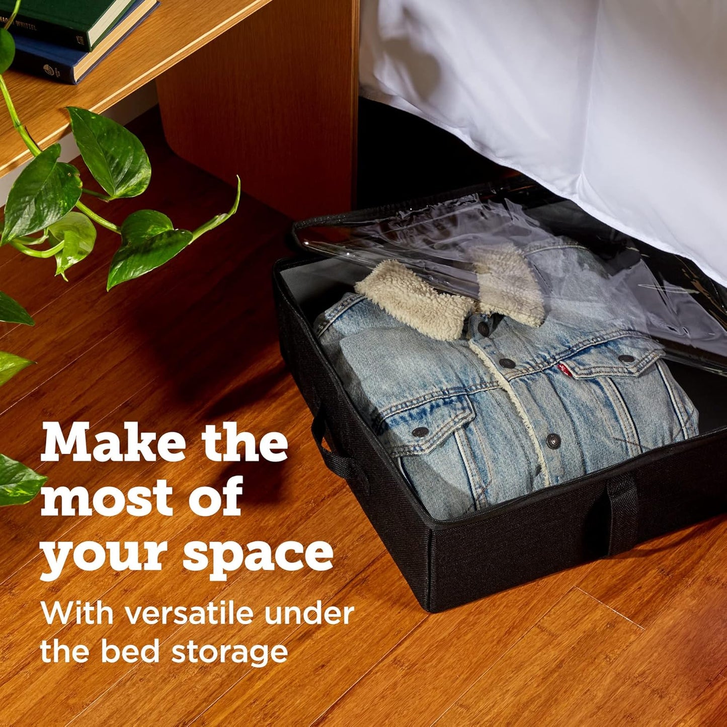storageLAB Under Bed Storage Containers, Closet Organizers and Storage Bins, 2 Pack Underbed Clothes Storage Organizer with Sturdy Handles for use Under the Bed, End of Bed, Bed Accessories, Comforter