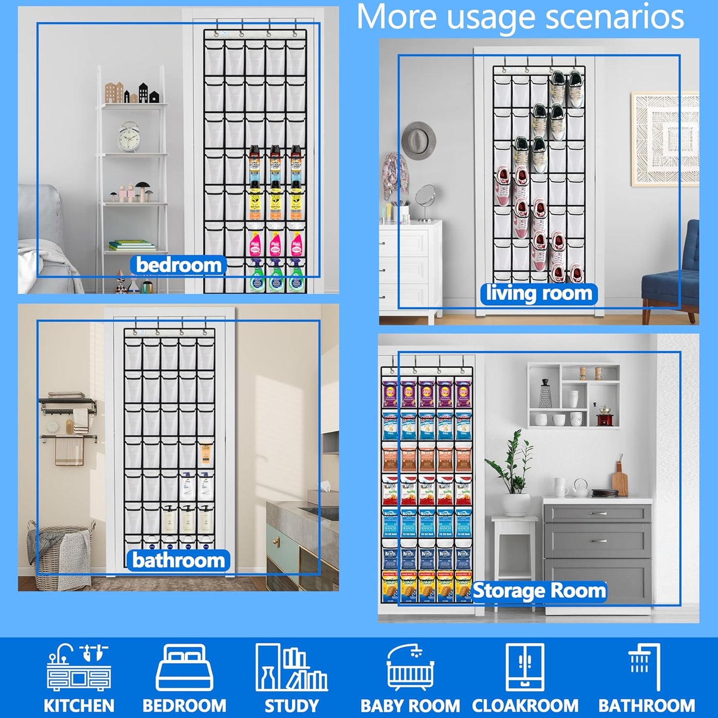 over the door shoe organizer,2025 upgraded,shoe organizer,35 Huge pockets,over door shoe organizer,Store size 13 shoes,shoe organizer,Strong material,hooks Suitable for various doors,White/black