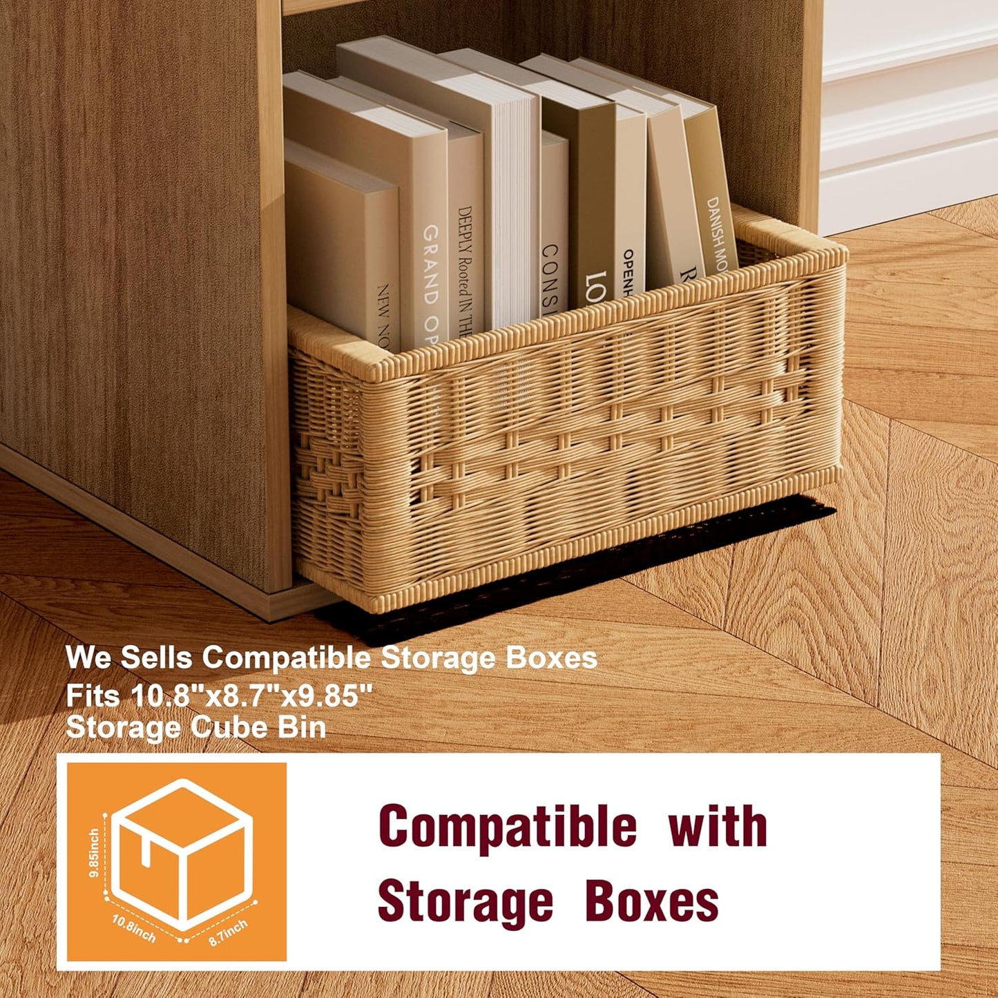 Book Shelf, Wooden Cube Storage Organizer with 11" Open Cubes, Stackable Modular Bookcase for Room Divider Storage, 2 Tier Bookshelf for Living Room, Bedroom, Office (Oak, 4-Cube)