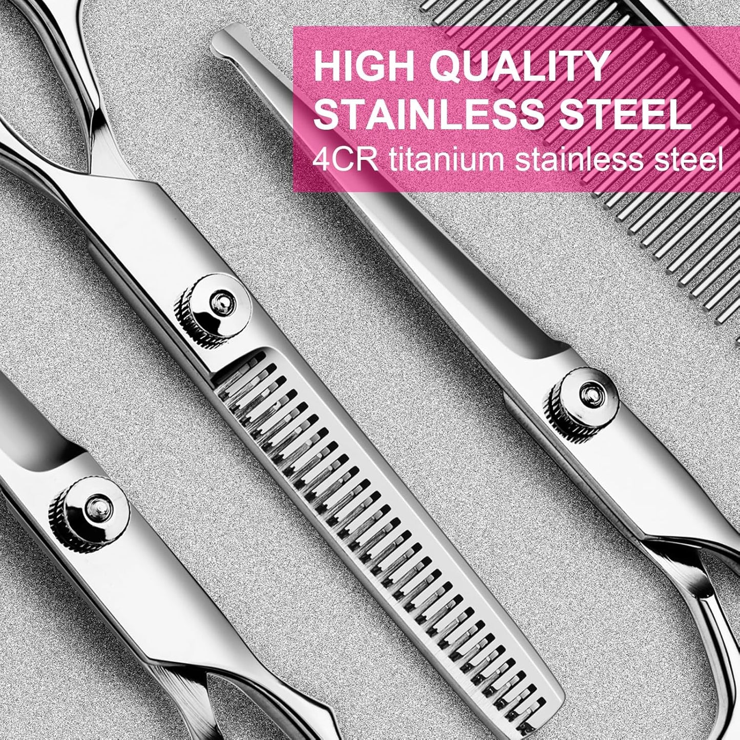 6 in1 Professional Dog Grooming Scissors Kit, Dog Shears for Grooming with Safety Round Tips, Titanium Coated Grooming Scissors for Dogs Cat Pet At Home