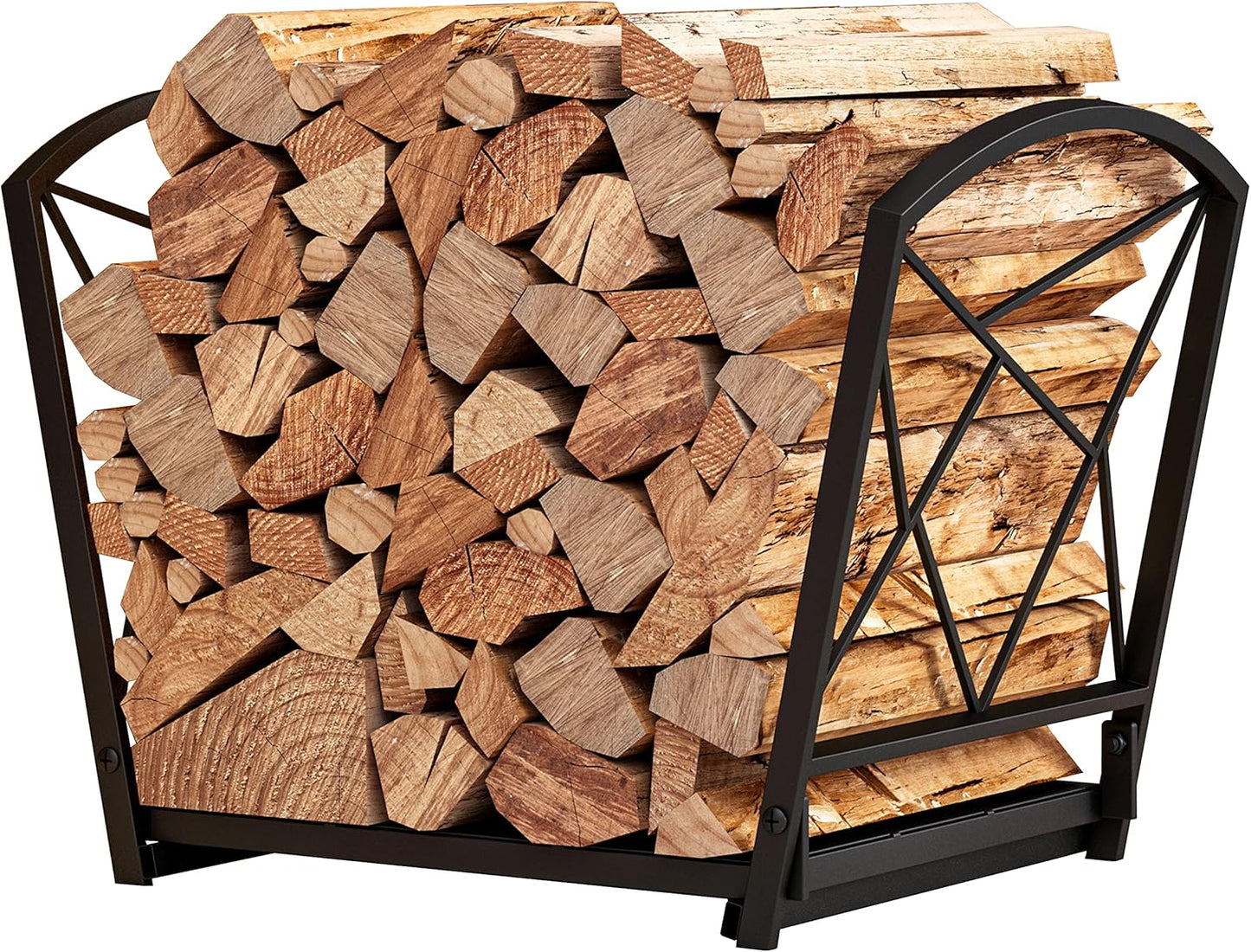 Fire Beauty Firewood Log Rack, Iron Wood Lumber Storage Holder for Fireplace, Heavy Duty Log Storage Bin for Firepit Stove Accessories