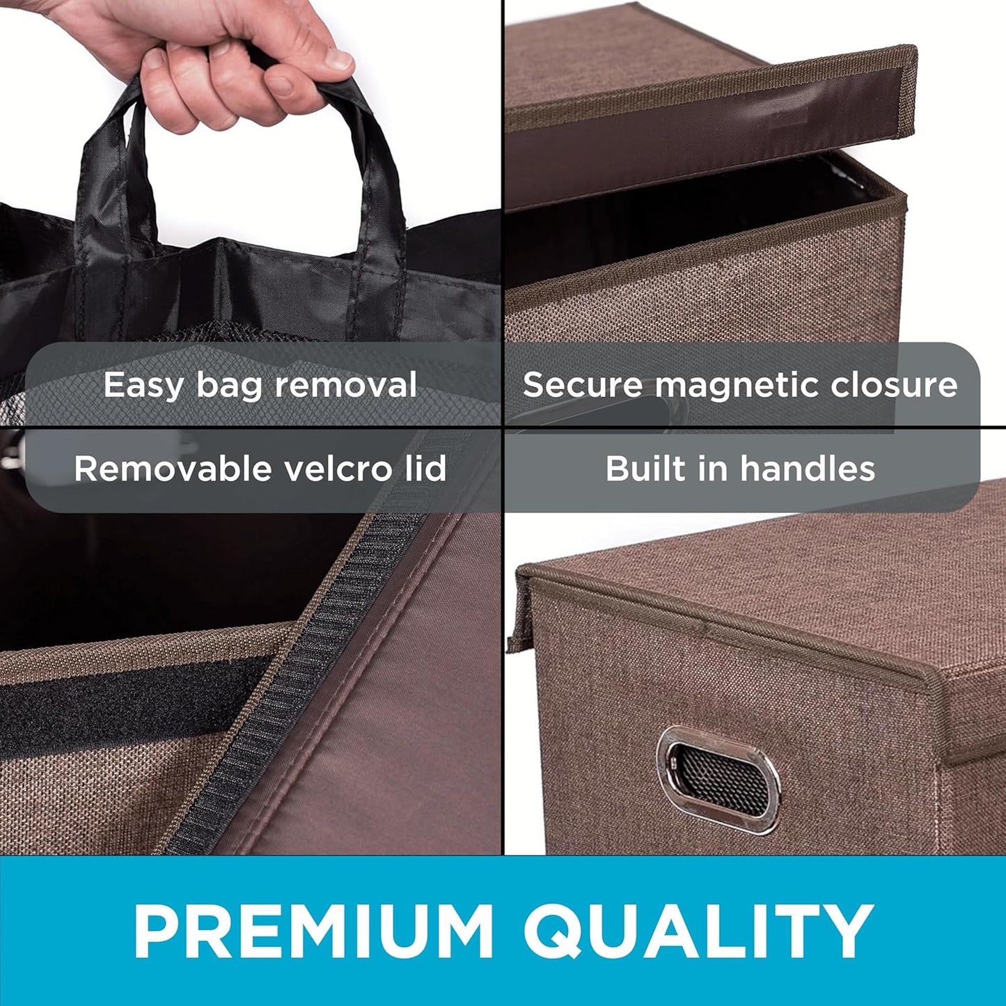 BIRDROCK HOME Laundry Hamper with Lid | Removable Bags for Sorting Clothes | Sectioned Laundry Basket for Bedroom & Bathroom | Collapsible Storage Bin with Cover | Double, Brown