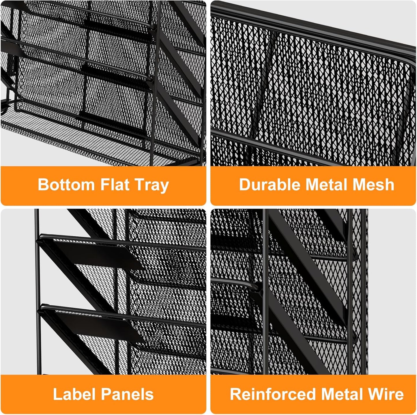 Kuntine.B Wall File Organizer (Black, 7 Tier)