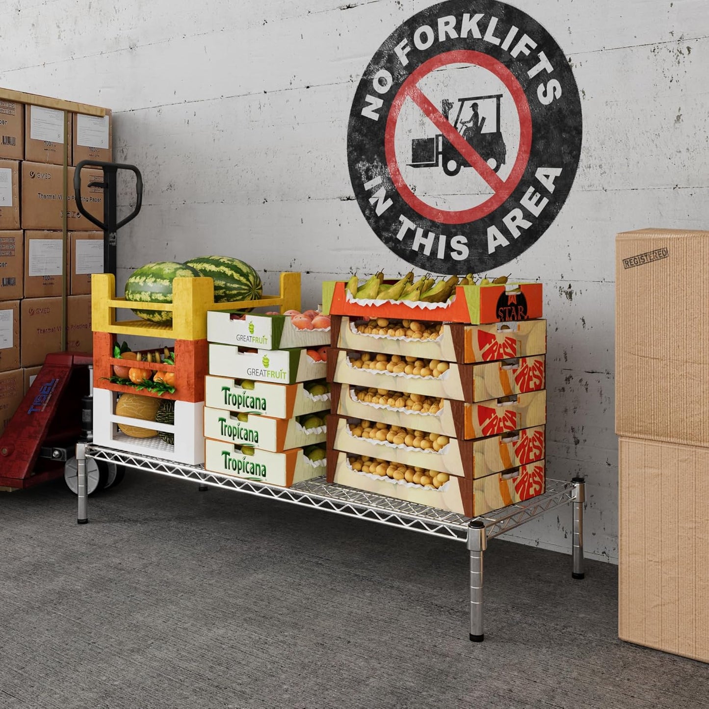 18" Deep x 48" Wide x 8" Height Wire Shelving Kit | 1-Tier | NSF Commercial Storage Rack Unit