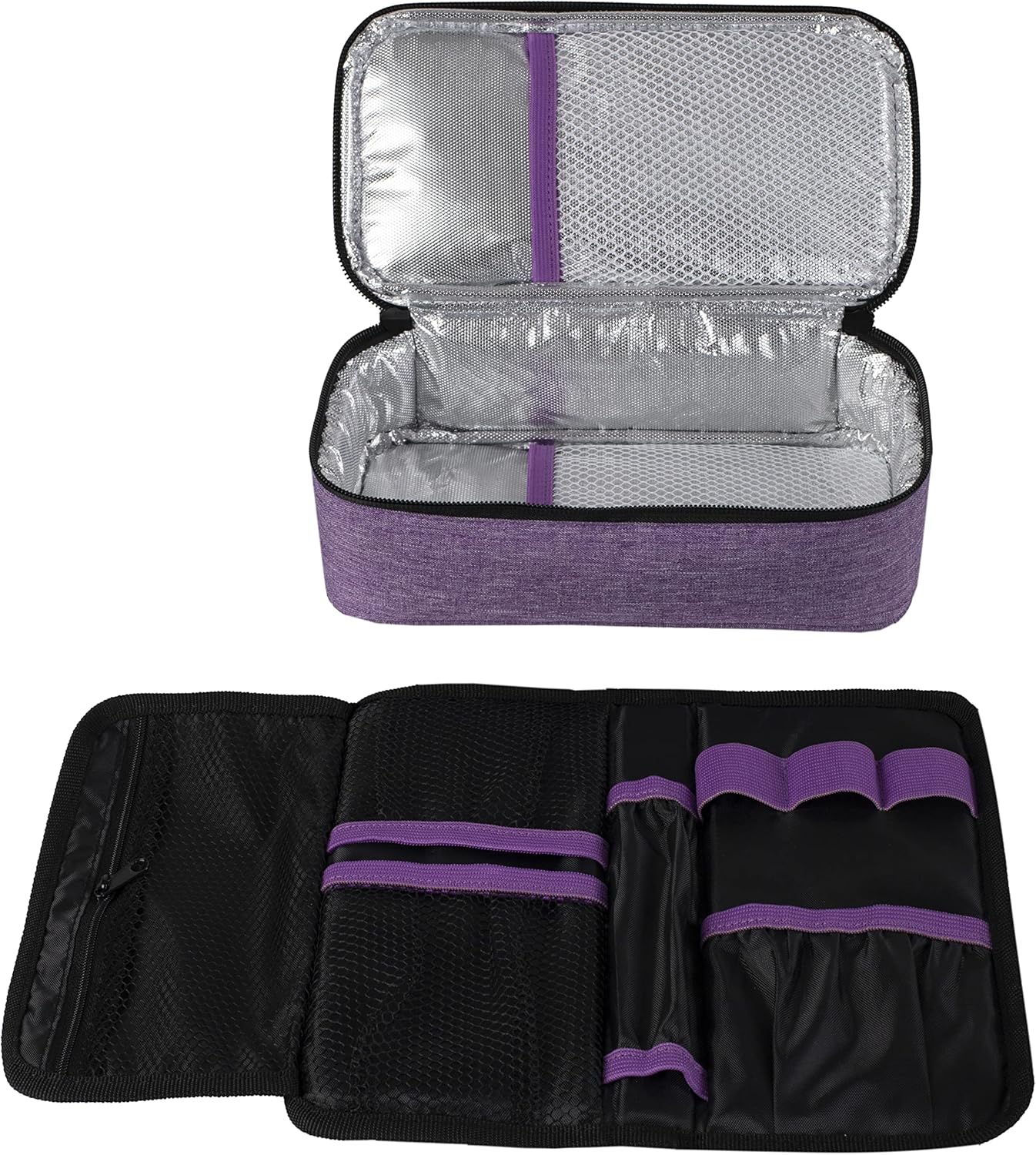 ALLCAMP Insulin Cooler Travel Case for Diabetic Organize Medication with 4 Ice Packs Purple(9X 4.72x 3.14 inches)