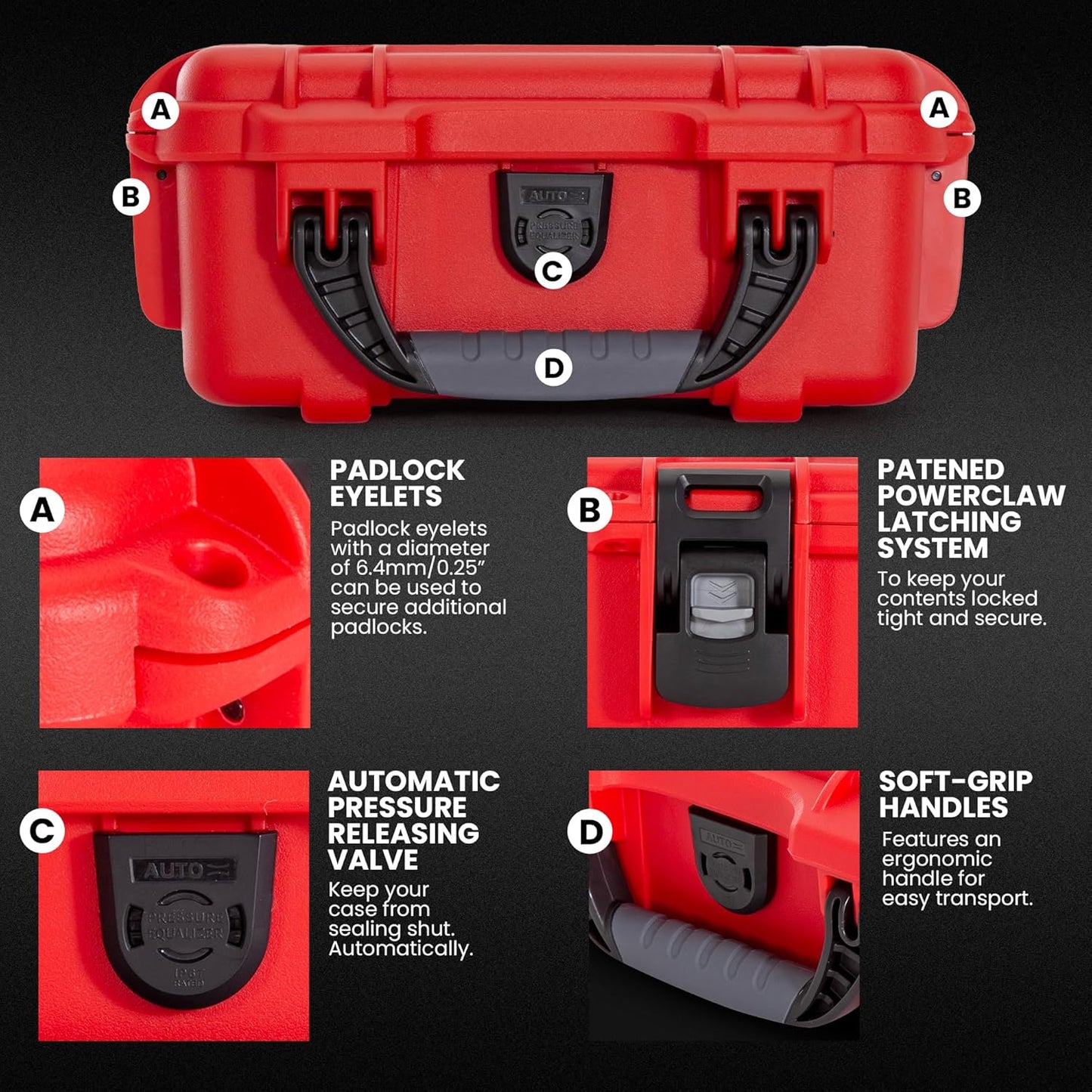 NANUK 904 Waterproof First Aid Box Empty – Durable, Medical First Aid Organizer Case, IP67-Rated, Dustproof, Impact-Resistant, and Floats (8.4" x 6.0" x 3.7") – Red