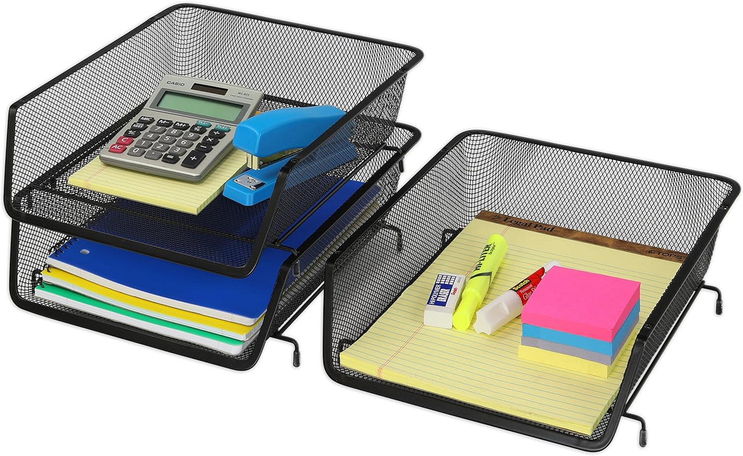 Simple Houseware Stackable Desk File Document Letter Tray Organizer, 3 Packs, Black