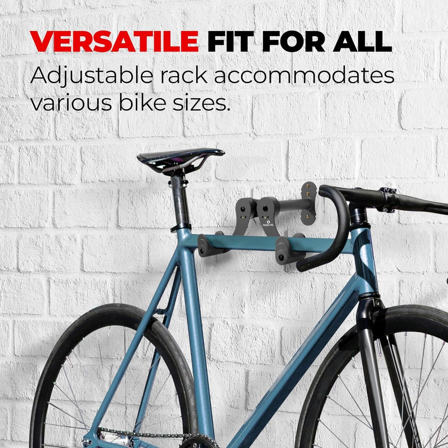 PRO BIKE TOOL Bike Rack Garage Wall Mount - Durable Alloy Bicycle Storage System with Adjustable Hook Hanger for Indoor Use - Ideal for Road, MTB, and Hybrid Bikes - Holds Up to 48.5 lbs, Black