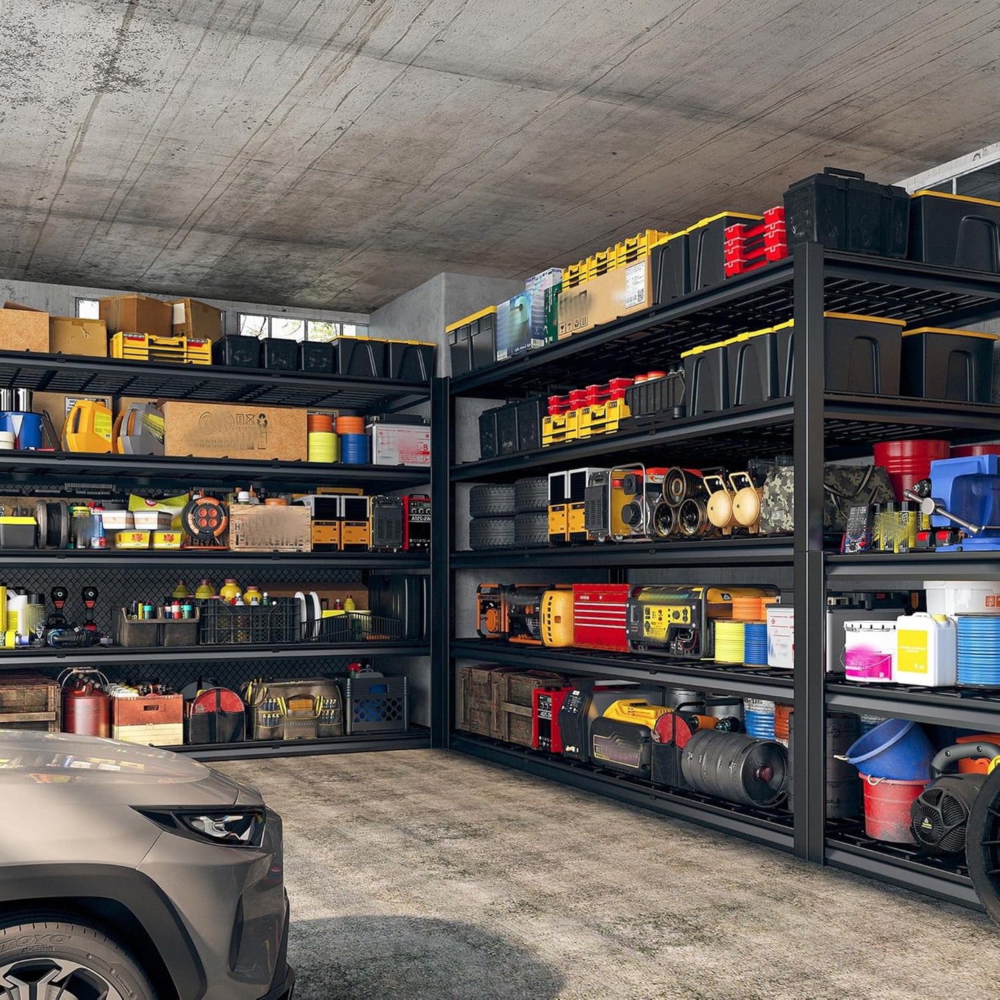 REIBII 60" W Garage Shelving Heavy Duty Metal Shelving 3000LBS Storage Shelves Adjustable Metal Shelves for Industrial 5 Tier Garage Shelves for Basement Pantry Warehouse 60" W x 24" D x 72" H 2 Pack