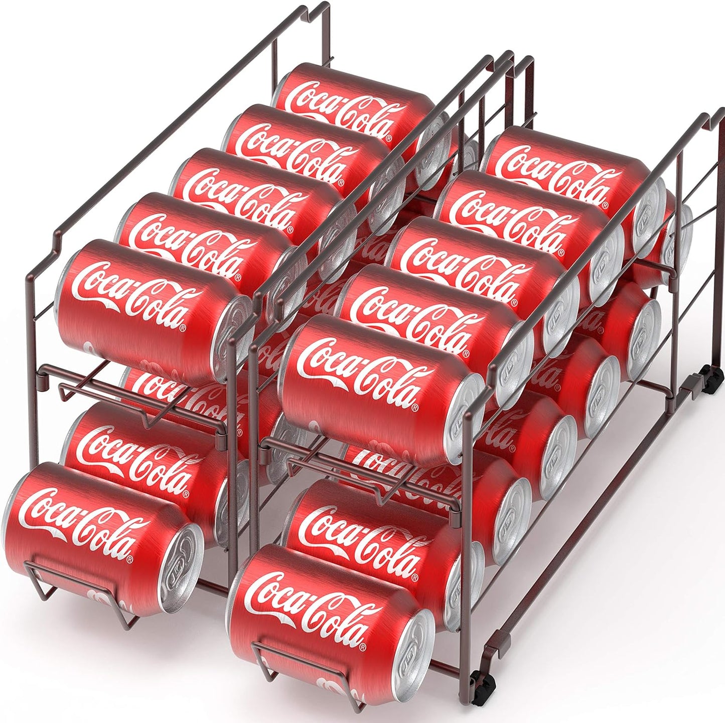 Simple Houseware Stackable Beverage Soda Can Dispenser Organizer Rack, Bronze - 2 Pack