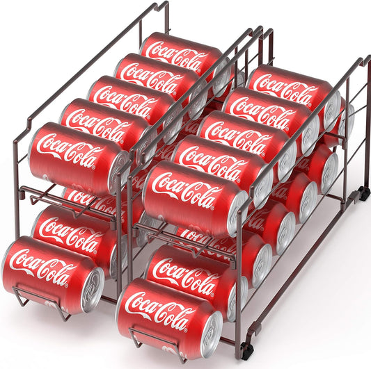 Simple Houseware Stackable Beverage Soda Can Dispenser Organizer Rack, Bronze - 2 Pack