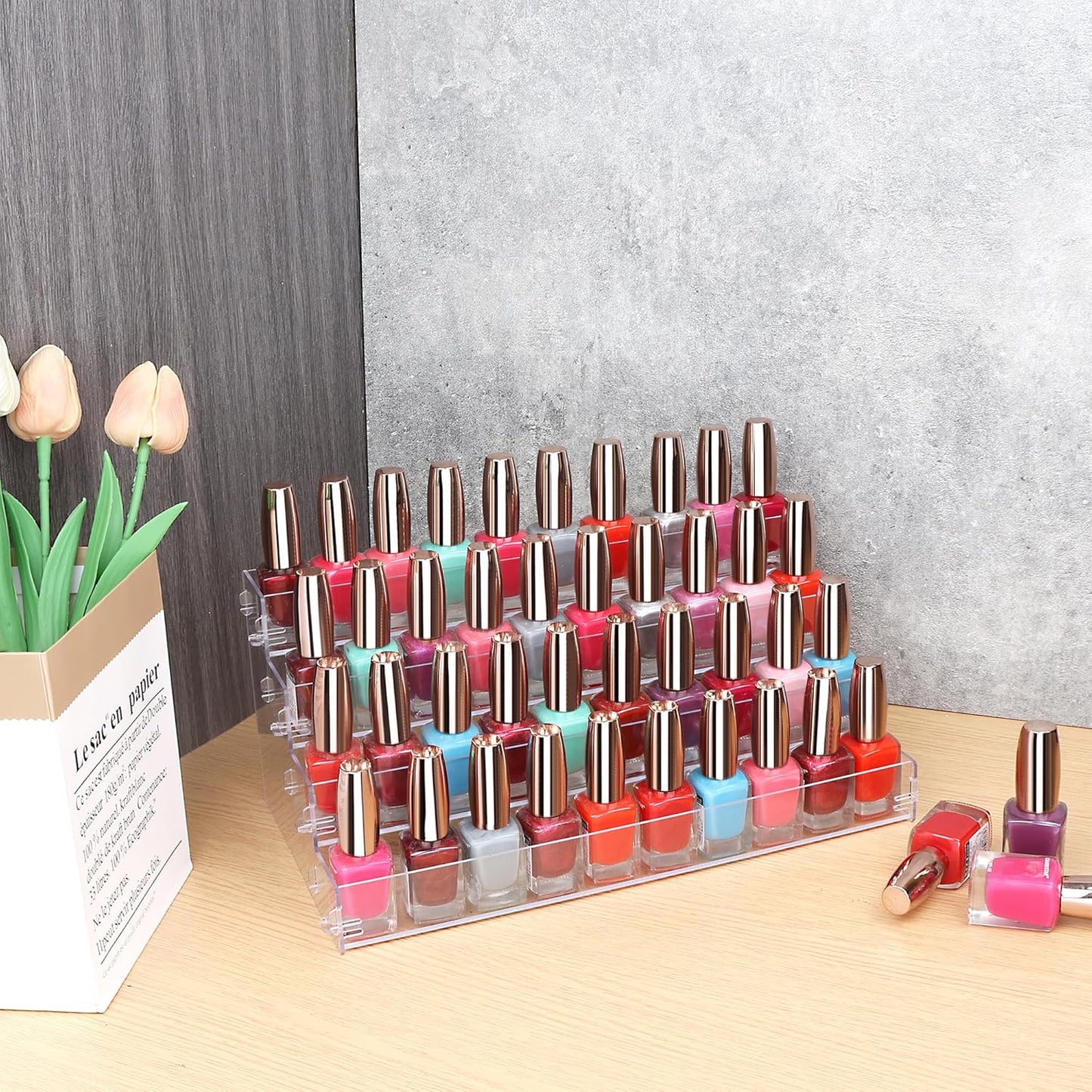 Sunglass Organizer Easy Snap-on Assembly, Acrylic Sticker Display Stand for Vendors, Nail Polish Holder Nail Desk Essential Oil Lipstick Storage,Clear Sunglasses Perfume Organizer (4 Layers)