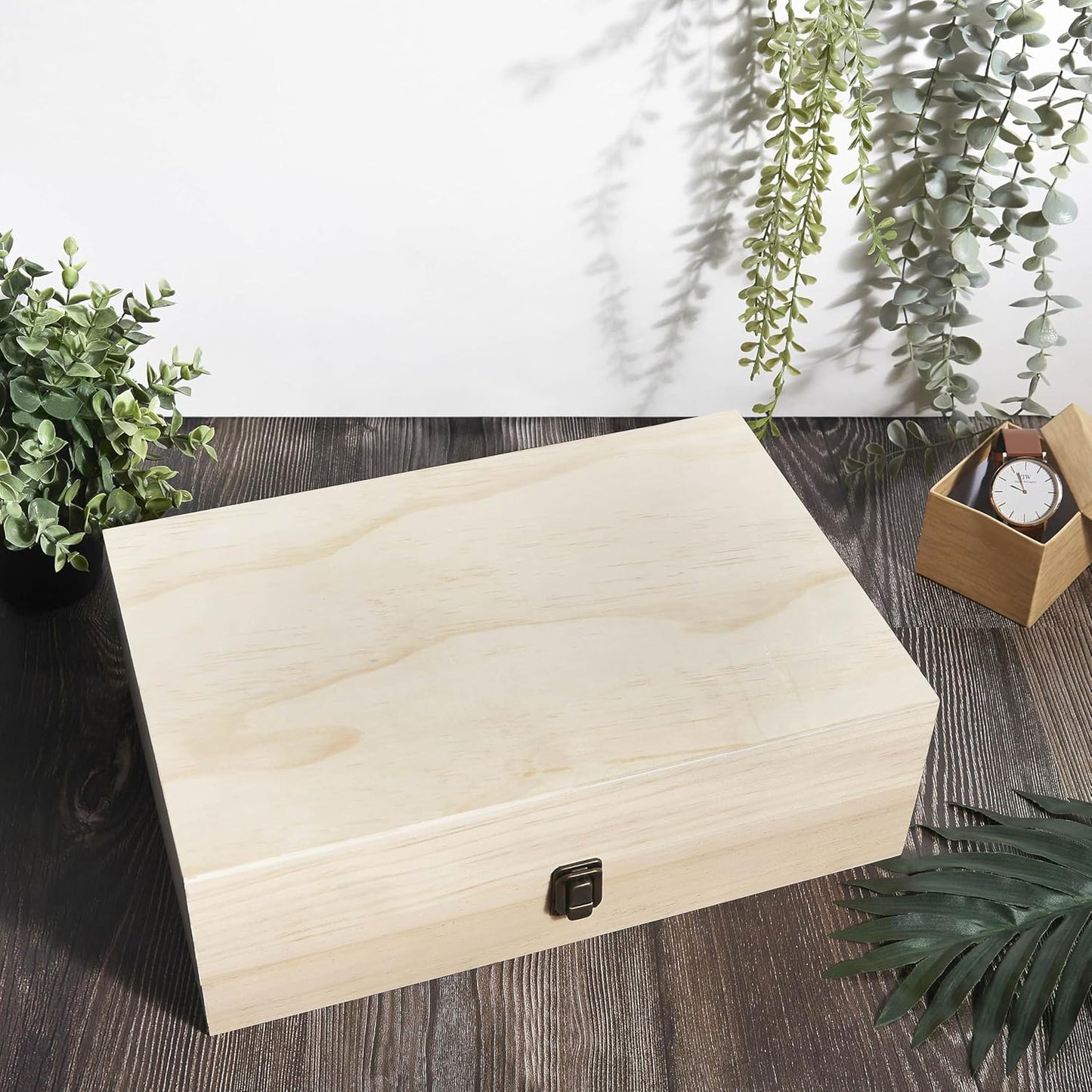 makerflo XL Natural Pine Wood Memory Box with Black Felt Inside, Hinged with Clasp, Keepsake Wooden Box Ideal for Craft and Personalization (Laser Engraving, Epoxy, UV DTF, and Vinyl) – Pack of 12
