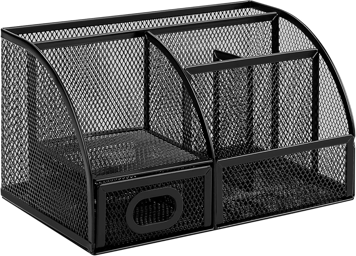 Amazon Basics Pen Holder and Desk Organizer, Office Caddy Storage, Black, ‎9.1" x 5.9" x 5.5''