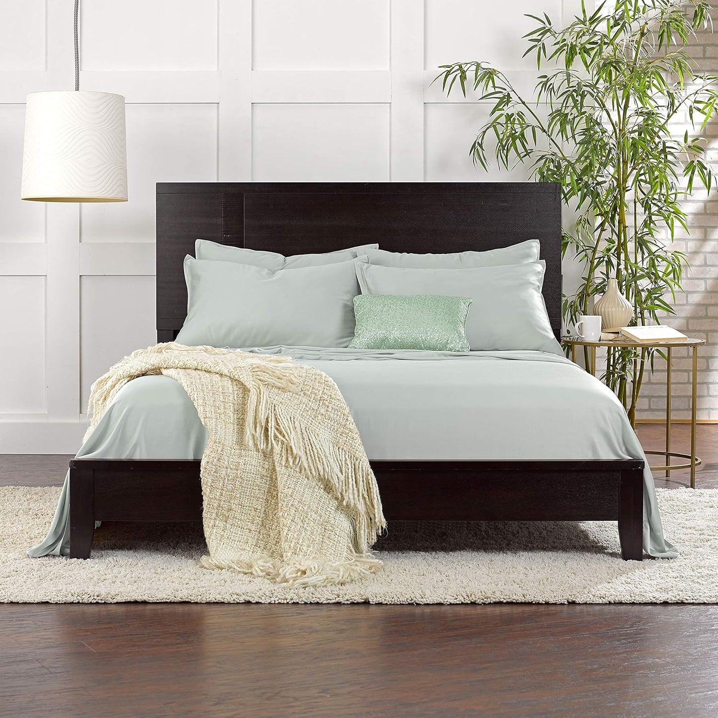 King Pillowcases by Pure Bamboo, Genuine 100% Organic Viscose Derived from Bamboo, Luxuriously Soft & Cooling, Double Stitching, Envelope Closure (2 King Pillowcases, Sea Glass)