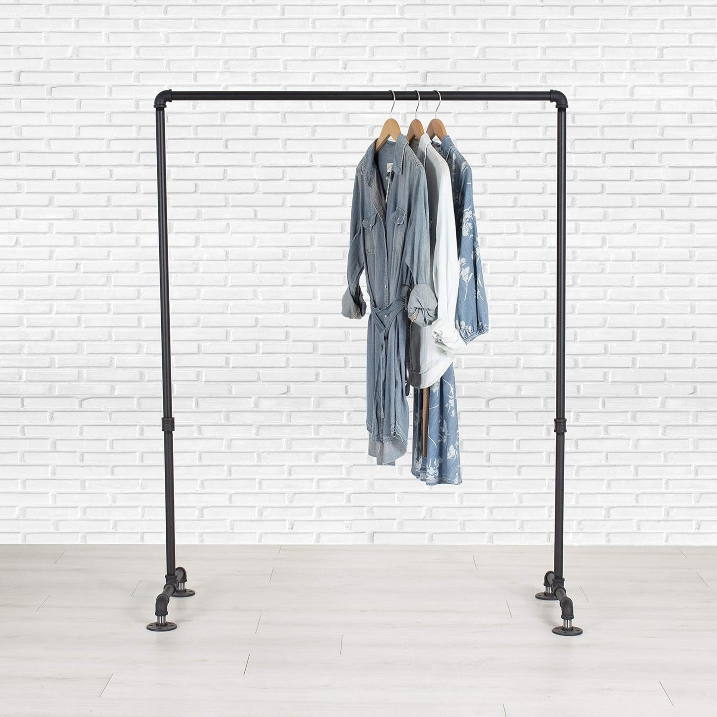 William Roberts Vintage Industrial Heavy Duty Hanging Rod Garment Rolling Closet Organizer Rack (48 in., Flange Feet)