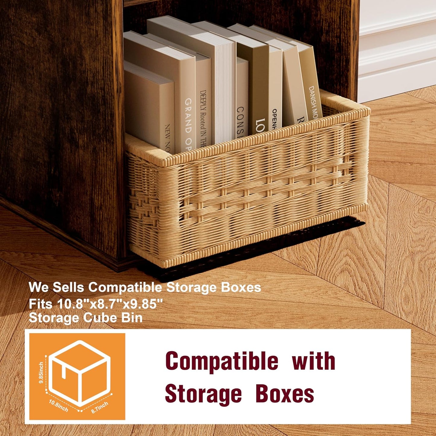 Book Shelf, Wooden Cube Storage Organizer with 11" Open Cubes, Stackable Bookcase for Room Divider Storage, Bookshelf for Living Room, Bedroom, Office (Indonesian Antique Oak, 2-Cube)