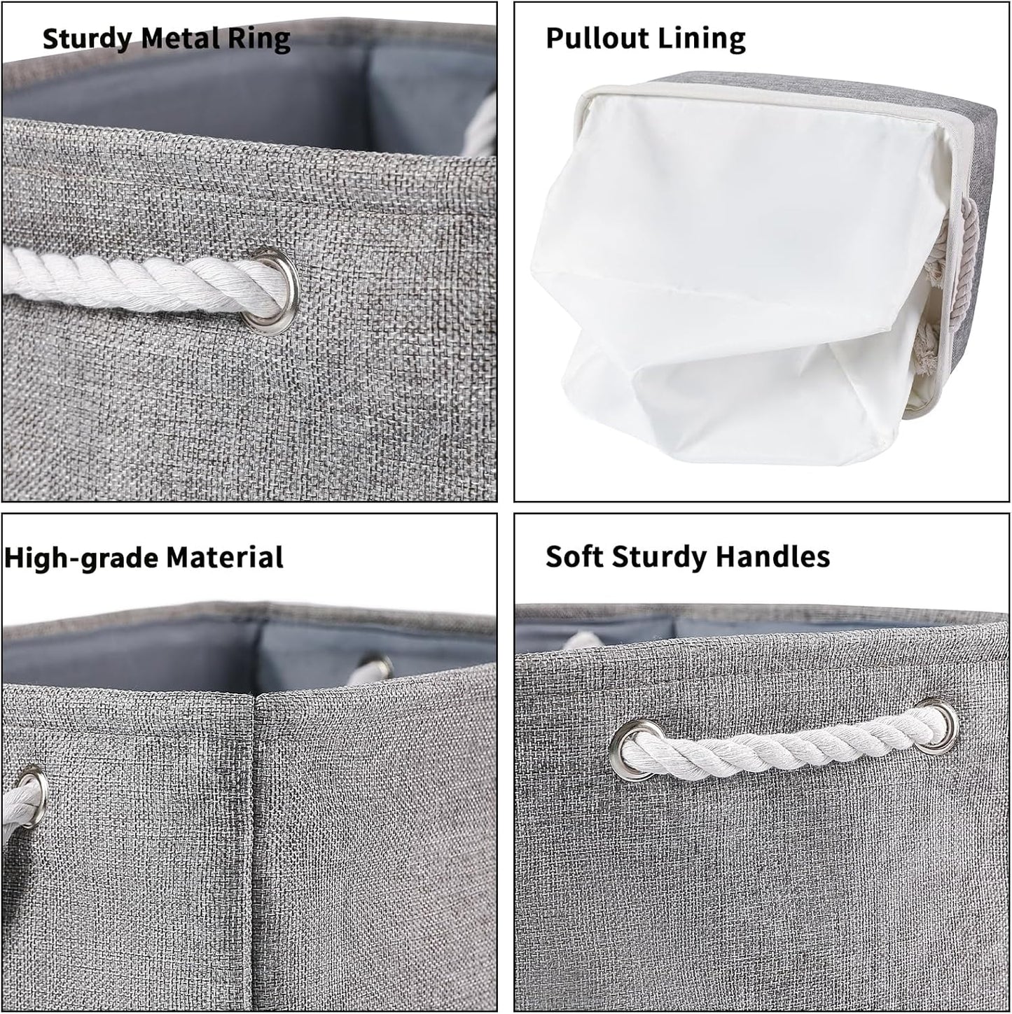 combocube 15.7 x 11.8 x 8.2 Inch Fabric Storage Bins for Shelves, Linen Storage Organizer Storage Basket with Ropes for Laundry, Home, Closet, Office, Clothes, Toys Organizer