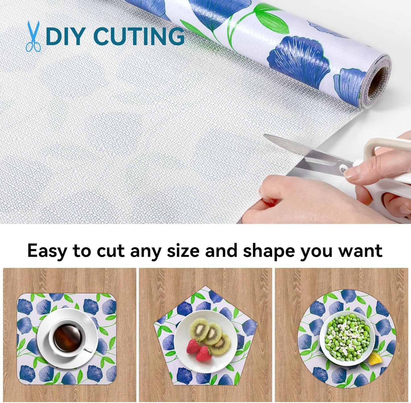 12" W x 120" L Floral Drawer and Shelf Liner for Cabinets, Non-Adhesive Strong Grip Non-Slip Flower Shelf Cabinet Kitchen Shelf Liners for Kitchen Cabinets
