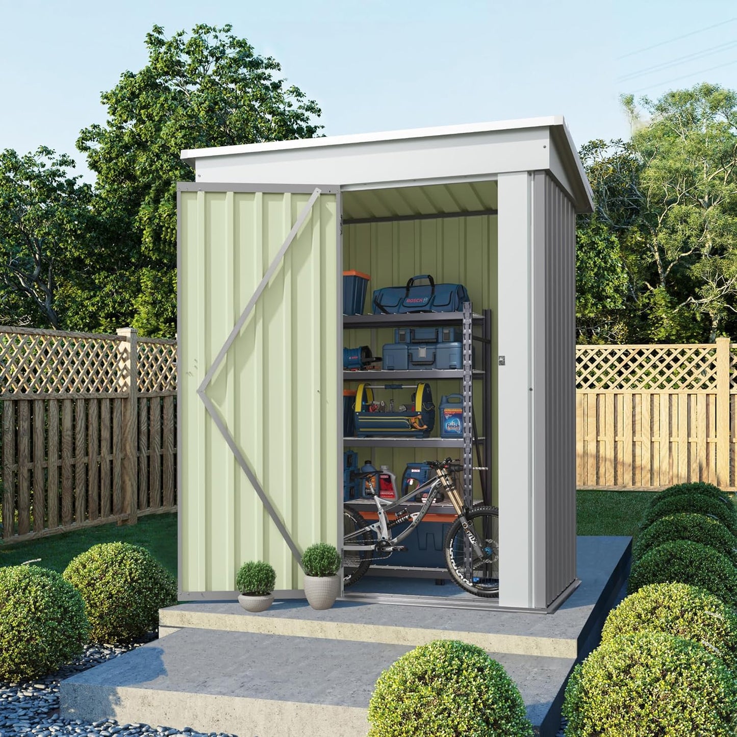 Flamaker 5x3 FT Storage Shed Waterproof Metal Garden Shed with Lockable Door Utility Tool Shed Outdoor Storage for Backyard, Patio and Lawn, Grey