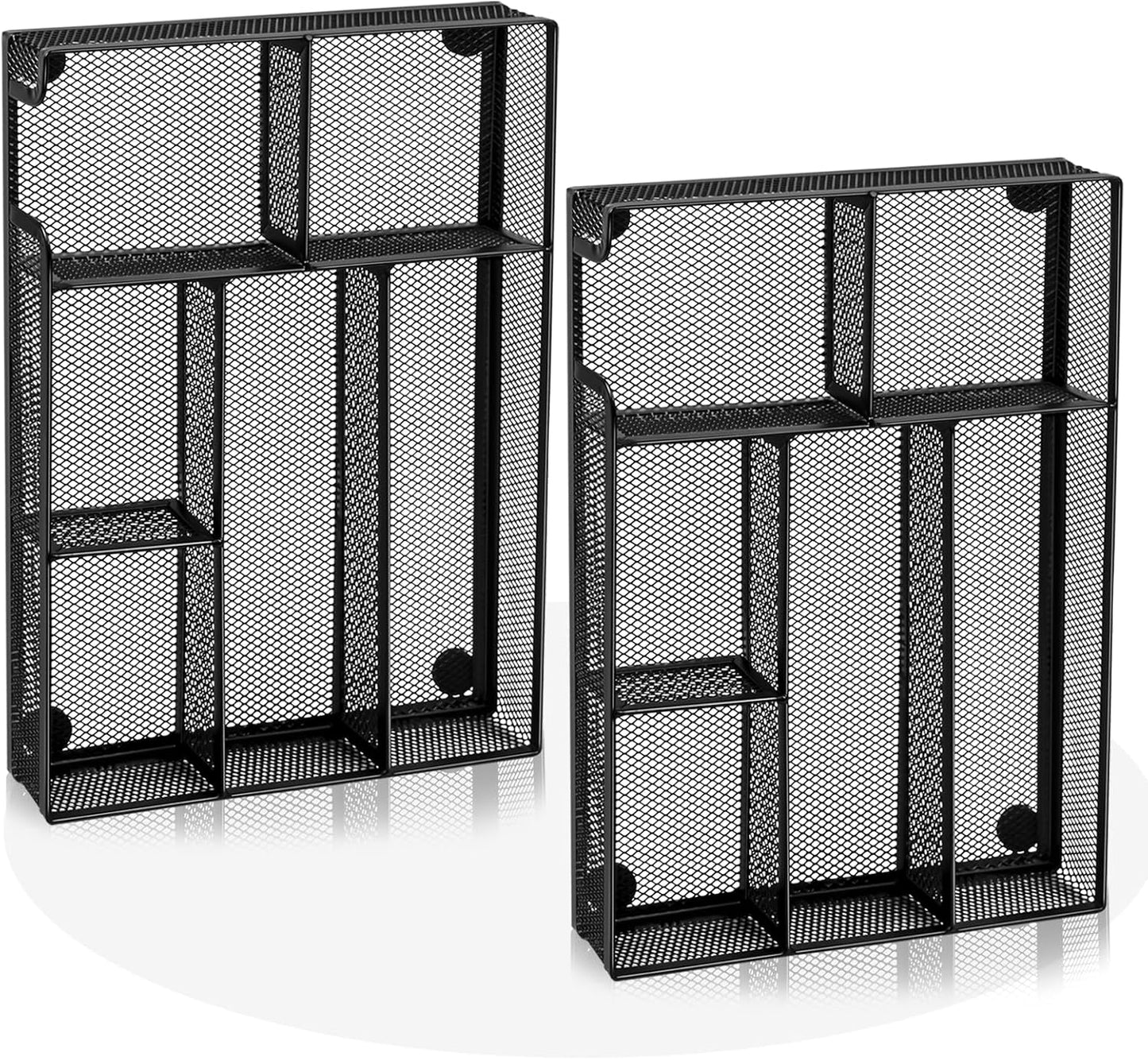 Desk Drawer Organizer, Office Drawer Divider Organizer Tray with 6 Compartments, Metal Mesh Desktop Organization and Accessories for Stationery Makeup Kitchen Toolroom School ＆Office, 12.6x8.27x1.6 in