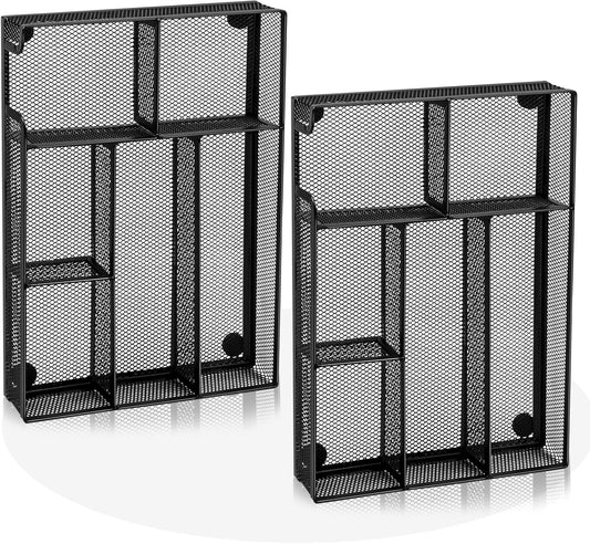 Desk Drawer Organizer, Office Drawer Divider Organizer Tray with 6 Compartments, Metal Mesh Desktop Organization and Accessories for Stationery Makeup Kitchen Toolroom School ＆Office, 12.6x8.27x1.6 in