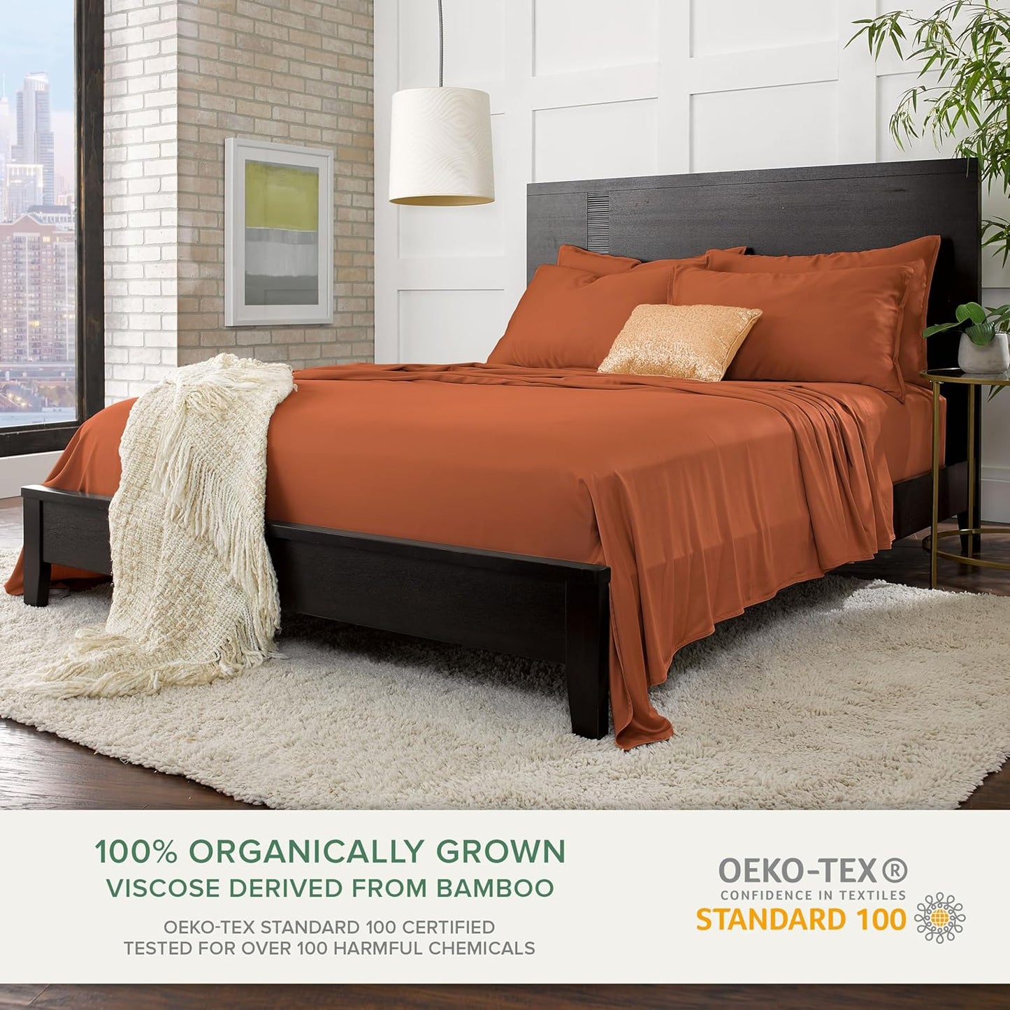 King Pillowcases by Pure Bamboo, Genuine 100% Organic Viscose Derived from Bamboo, Luxuriously Soft & Cooling, Double Stitching, Envelope Closure (2 King Pillowcases, Terracotta)