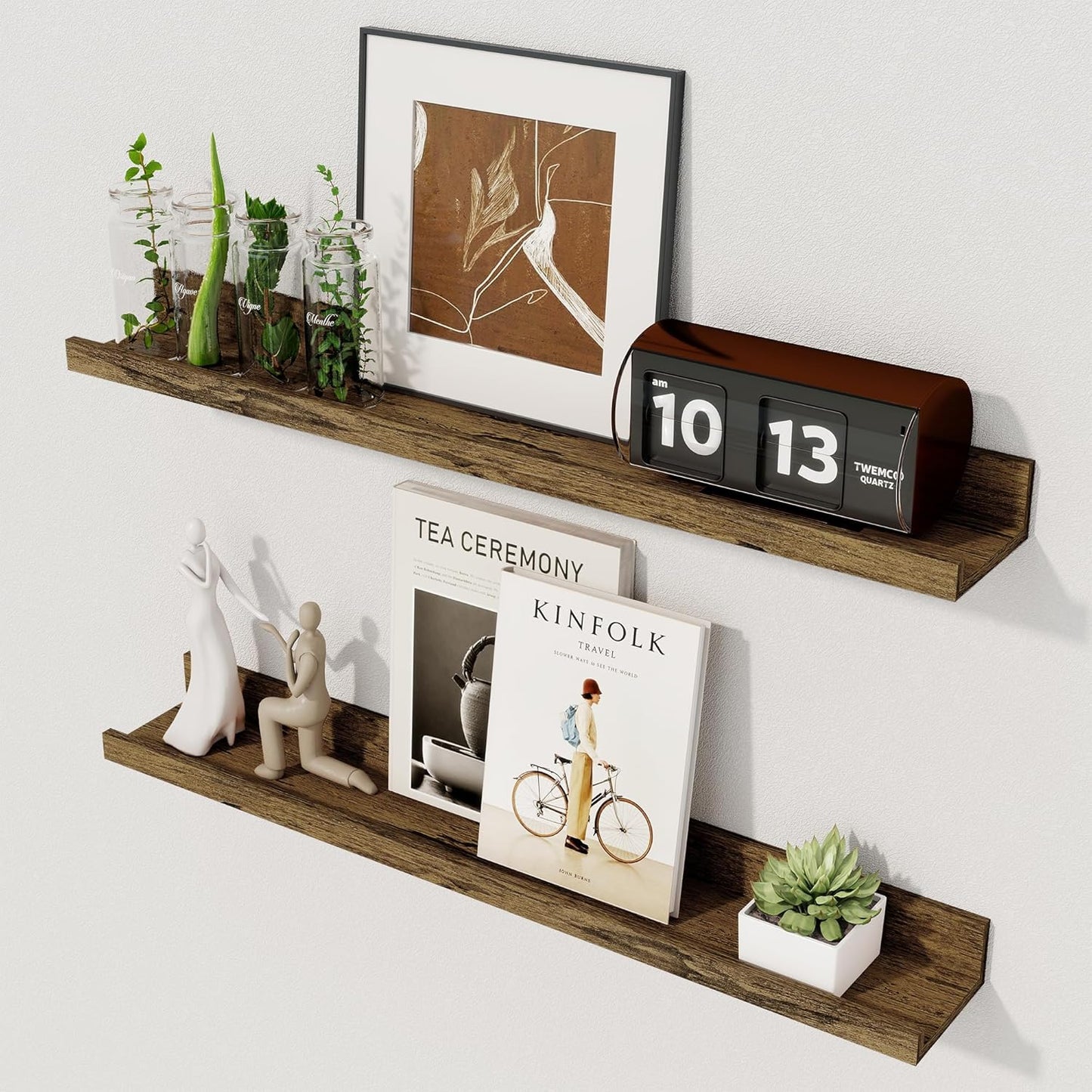 Axeman Floating Shelves for Wall - 24 Inch Picture Ledge Shelf Set of 2 - Rustic Picture Shelf for Wall with Ledge - Floating Shelves with Lip - Photo Ledge Shelves for Pictures Nursery Books