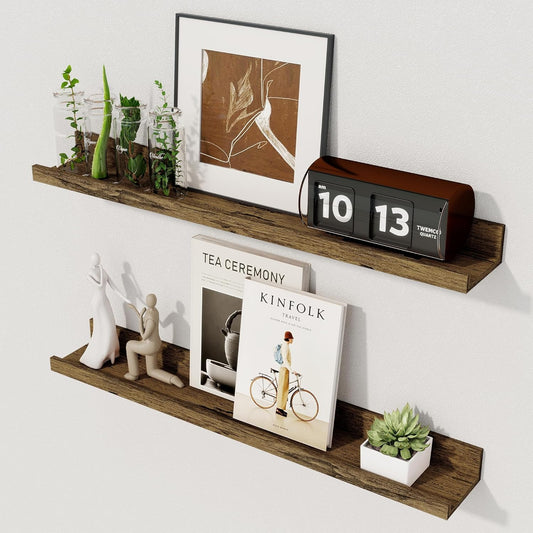 Axeman Floating Shelves for Wall - 24 Inch Picture Ledge Shelf Set of 2 - Rustic Picture Shelf for Wall with Ledge - Floating Shelves with Lip - Photo Ledge Shelves for Pictures Nursery Books