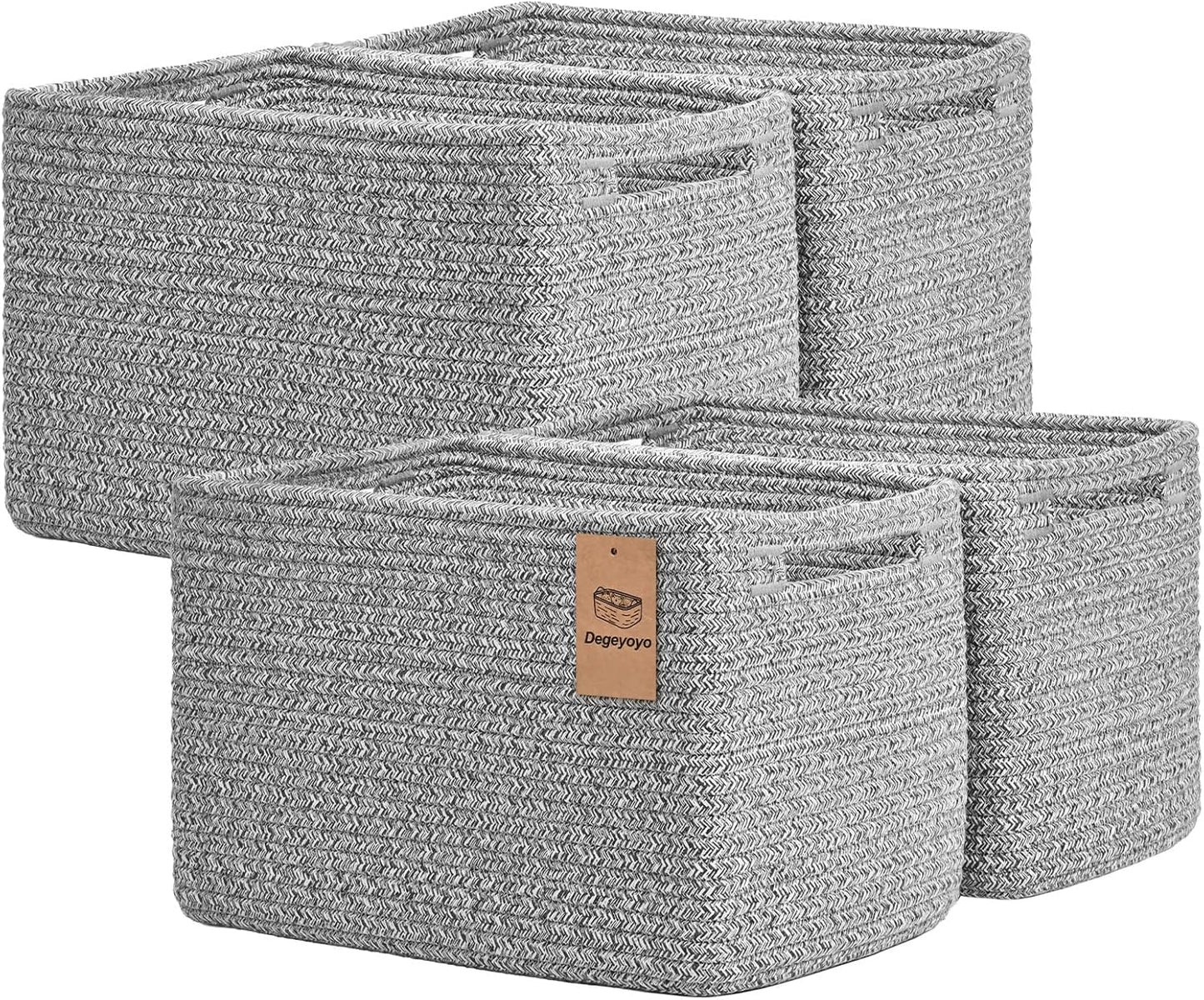 Storage Baskets for Organizing, 4 Pack Storage Baskets for Shelves, Woven Basket for Shelves, Closet Organization, Rectangle Organizer Basket Gifts Empty, 13"Lx8.7"Wx7.9"H Decorative Bins with Handles