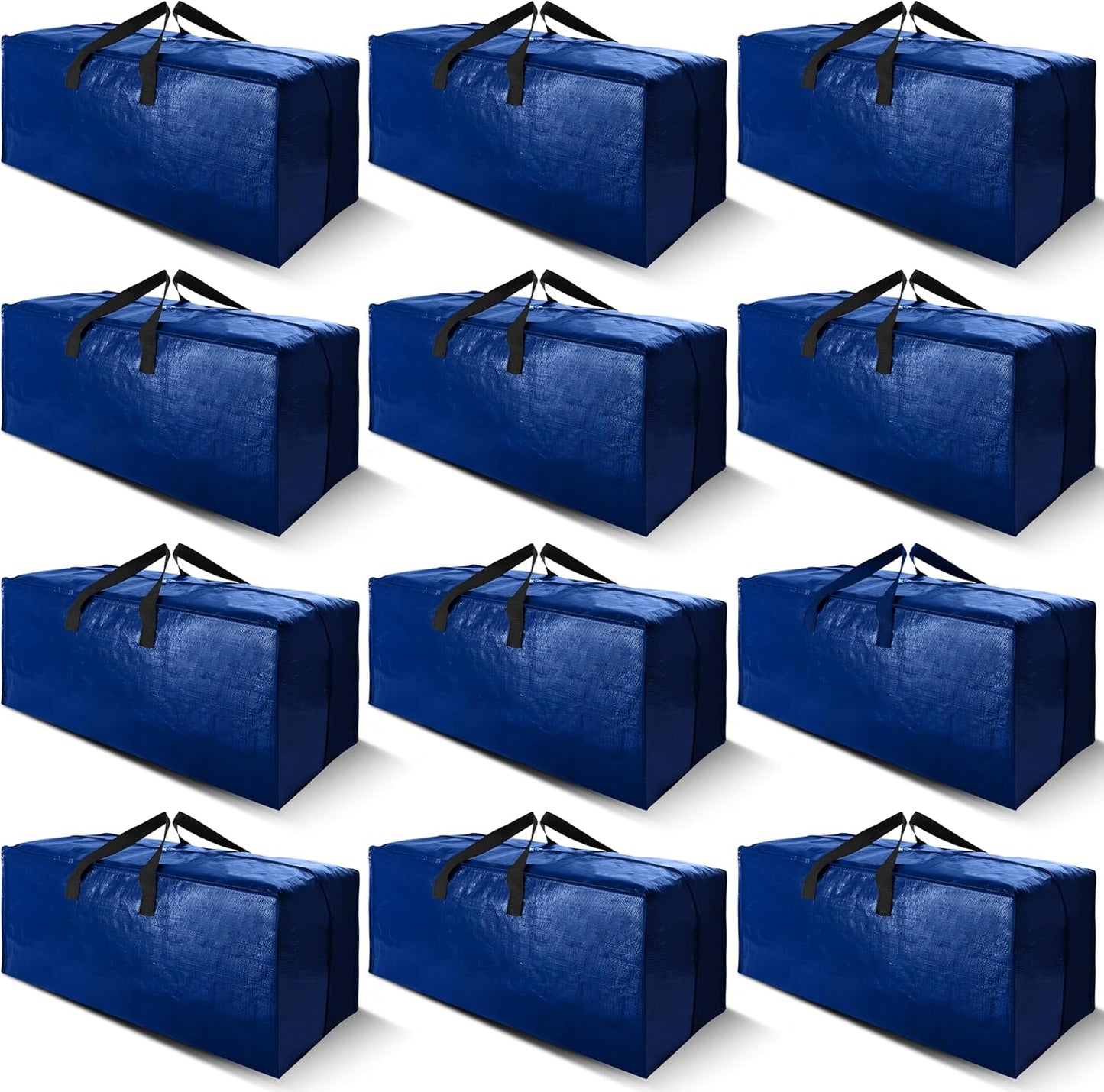 Cosy Family 12 Pack Heavy Duty Moving Bags with Backpack Straps - Strong Handles & Zippers, Storage Totes For Space Saving, Fold Flat, Alternative to Moving Box (X-Large-Set of 12, Blue)