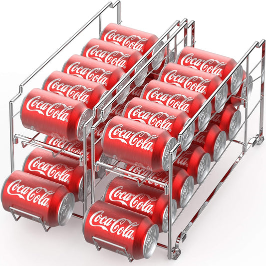 Simple Houseware Stackable Front Loading Beverage Can Dispenser Rack, Chrome - 2 Pack