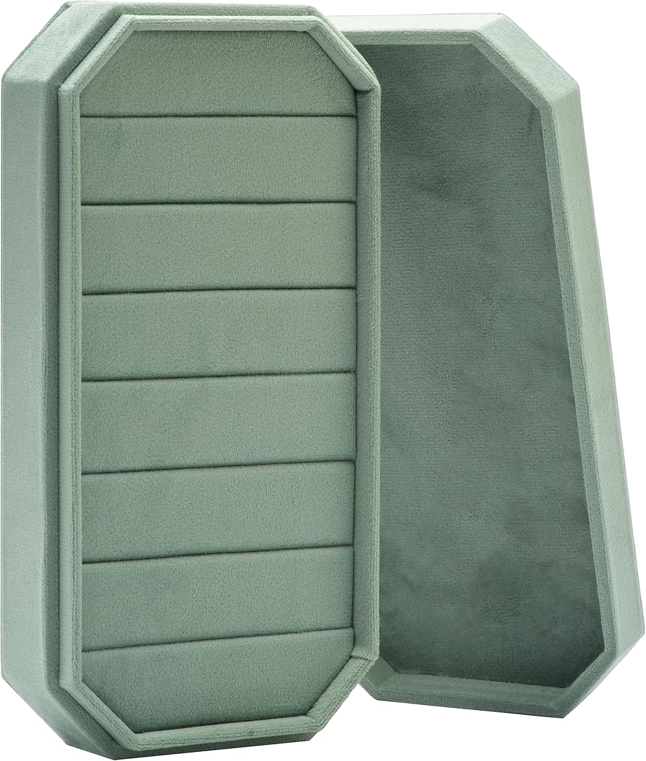 Velvet Ring Organizer Display Tray Jewelry Box Earring Holder Case for Wedding Birthday Christmas Day (Emerald Green)