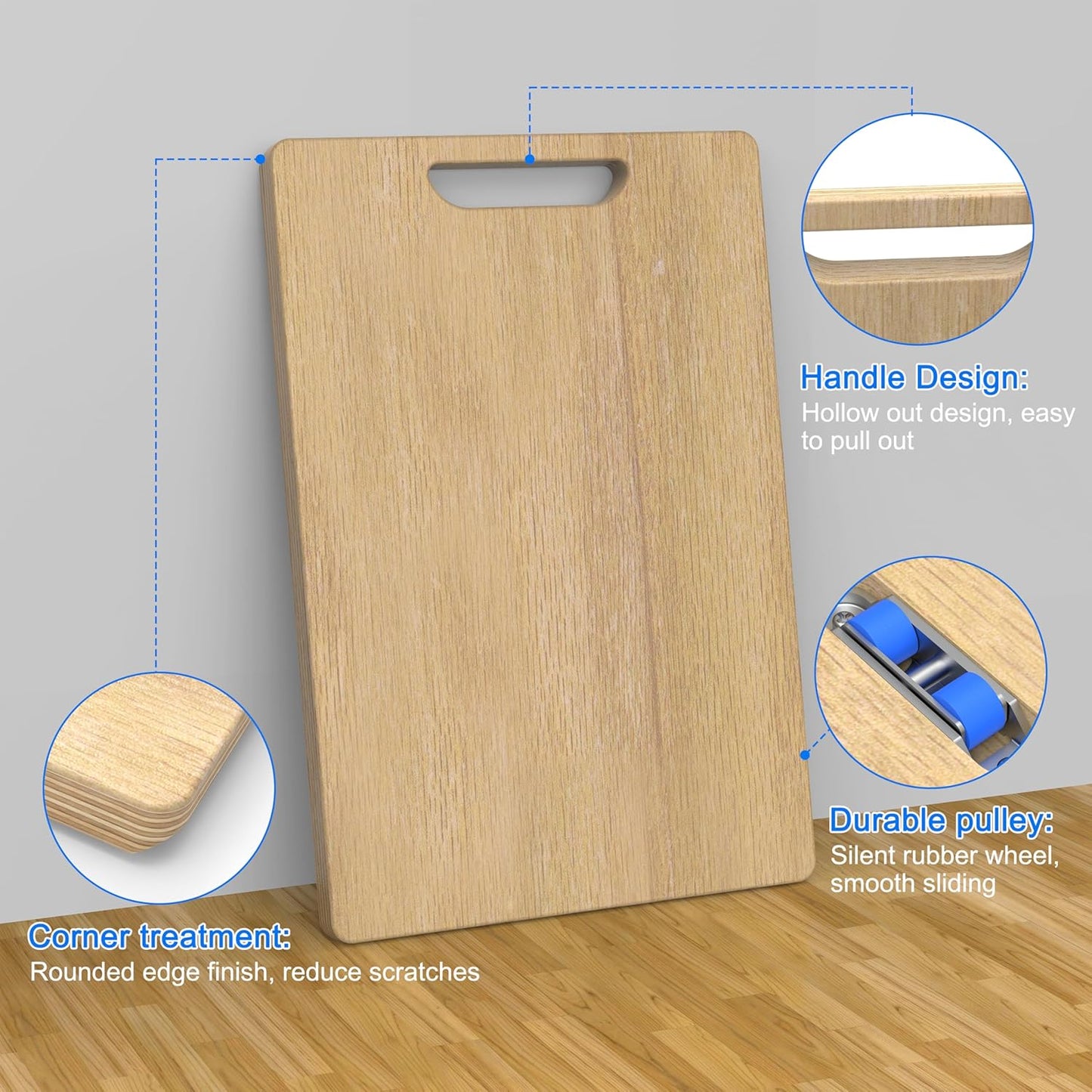 Marine Wood Appliance Sliding Tray, Heavy-Duty 200lbs Capacity Kitchen Appliance Slider with 8 Nylon Wheels, Scratch Proof Design for Coffee Maker, Air Fryer,Cabinet Storage(14"x9.6"x0.6")