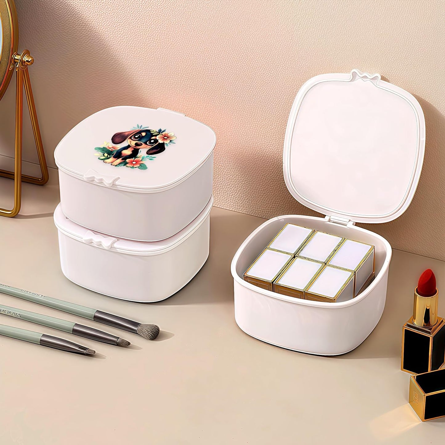 Small Hair Accessories Organizer Box For Girls Kids Teens Women, Hair clips/Ties/bands/pins/barrettes/scrunchies Organizer and Storage! (Dog)