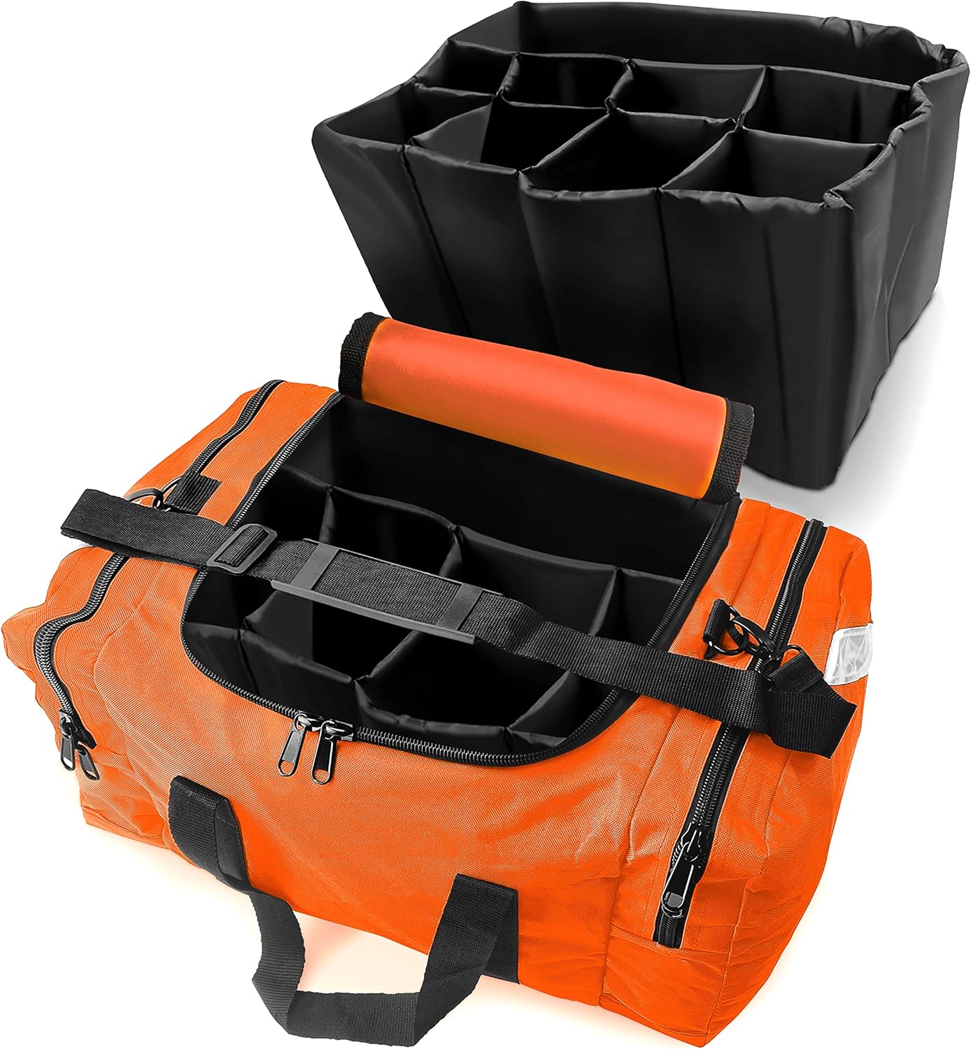ASA TECHMED Large EMT First Responder Trauma Medical Bag Empty for Home 21x12x9 Inches, Office, School, EMTs, Paramedics, First Responders, Orange