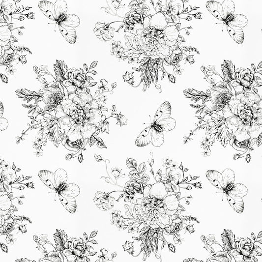17.7In X 394In Shelf Liner Self Adhesive Drawer Liner for Kitchen Bedroom Cabinets Dresser Floral and Butterfly Waterproof Vinyl Rolls