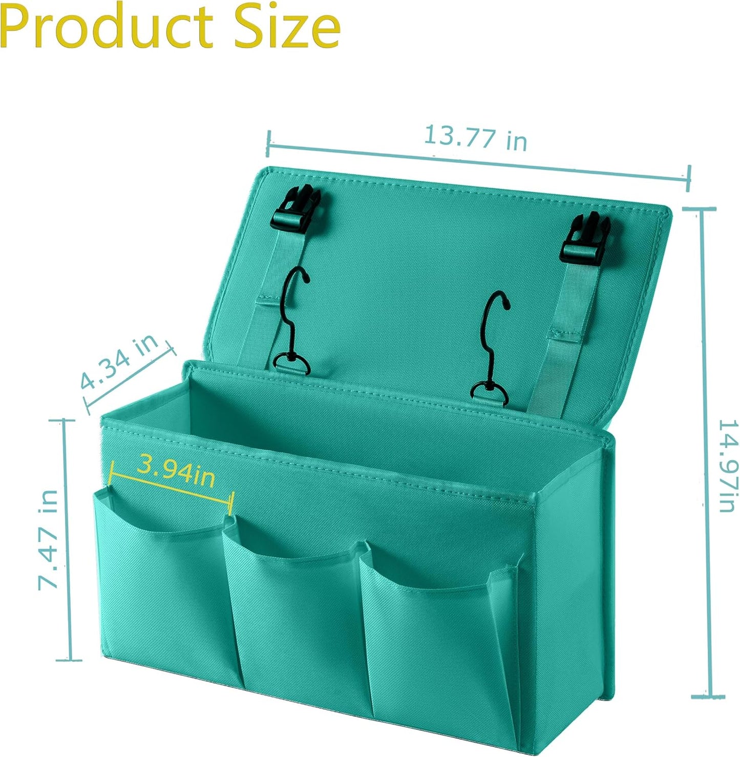 Bedside Caddy Bedside Storage Organizer,Bed Caddy With Thickened Material Suitable for Homes, Dormitories, Hospitals, Cribs, RVs，Great for Magazines,Books,Remote, Phone (Green)