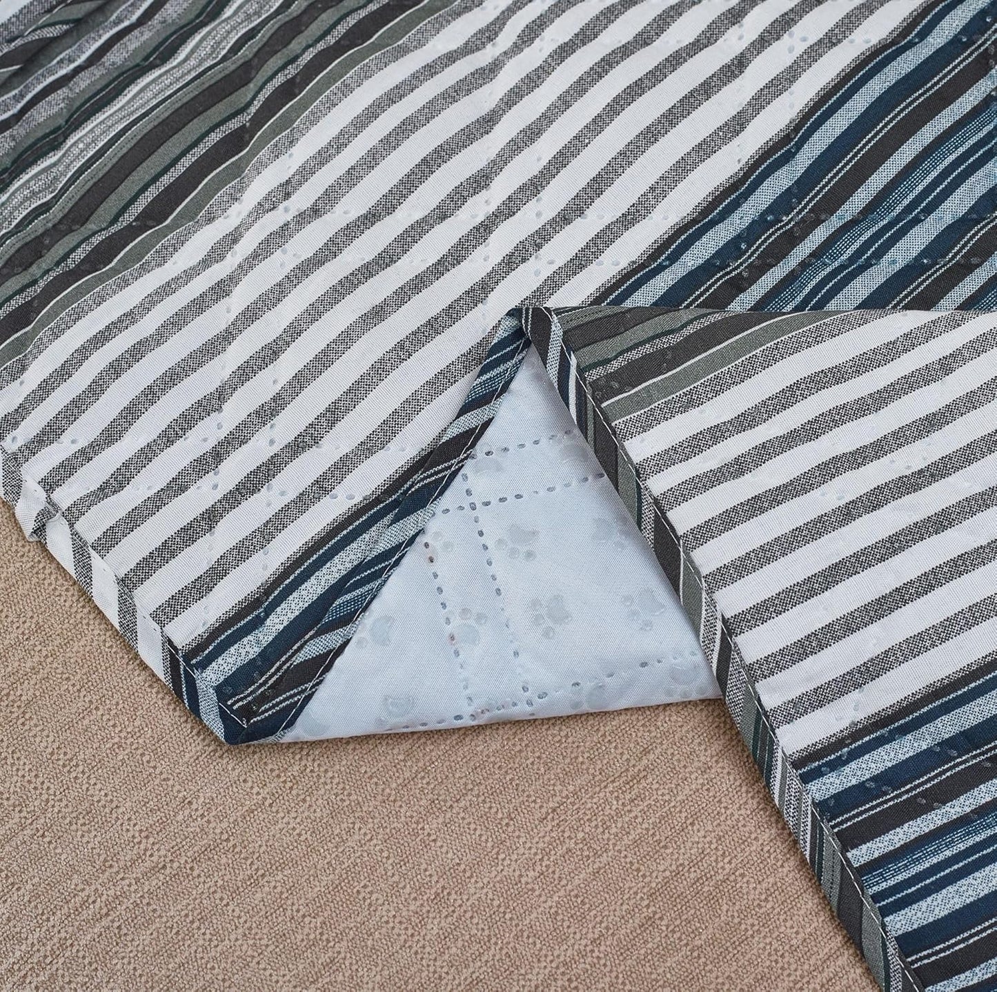 Brilliant Sunshine Multi Grey Stripes Patchwork Couch Armrest 5 Pockets Organizer, Slip Resistant Armchair Caddy, Washable Remote Controls Holder, Storage for Magazine, Tablet, Phone, iPad, Multi Grey