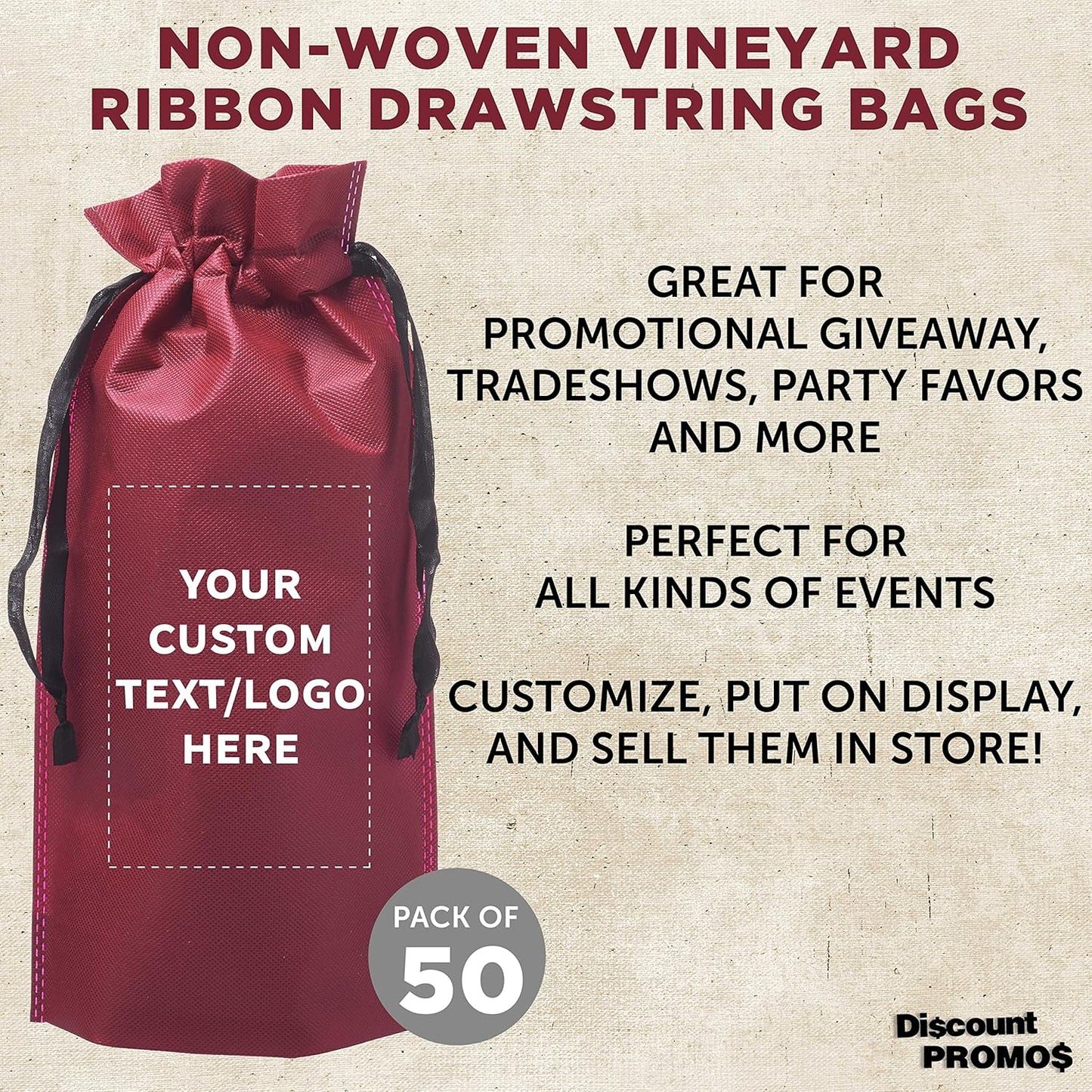 DISCOUNT PROMOS Non-Woven Vineyard Two Bottle Wine Bags
