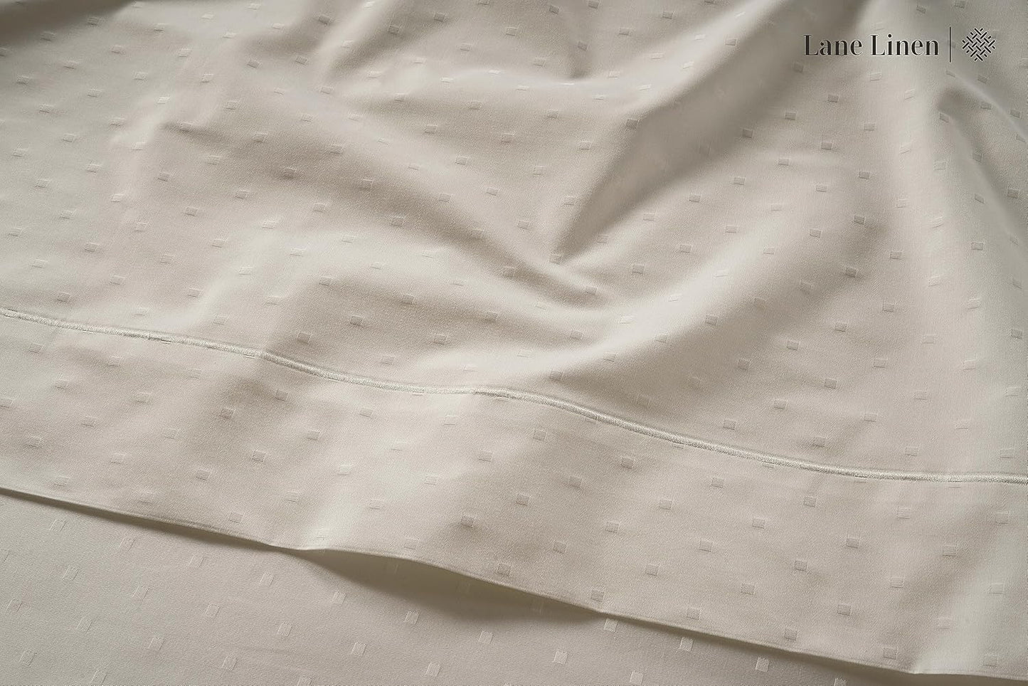 LANE LINEN Pillow Case Covers King, Set of 2, 100% Egyptian Cotton Sateen, Soft Cool & Smooth 1000 Thread Count Pillow Cases - Swiss Dot - Ivory