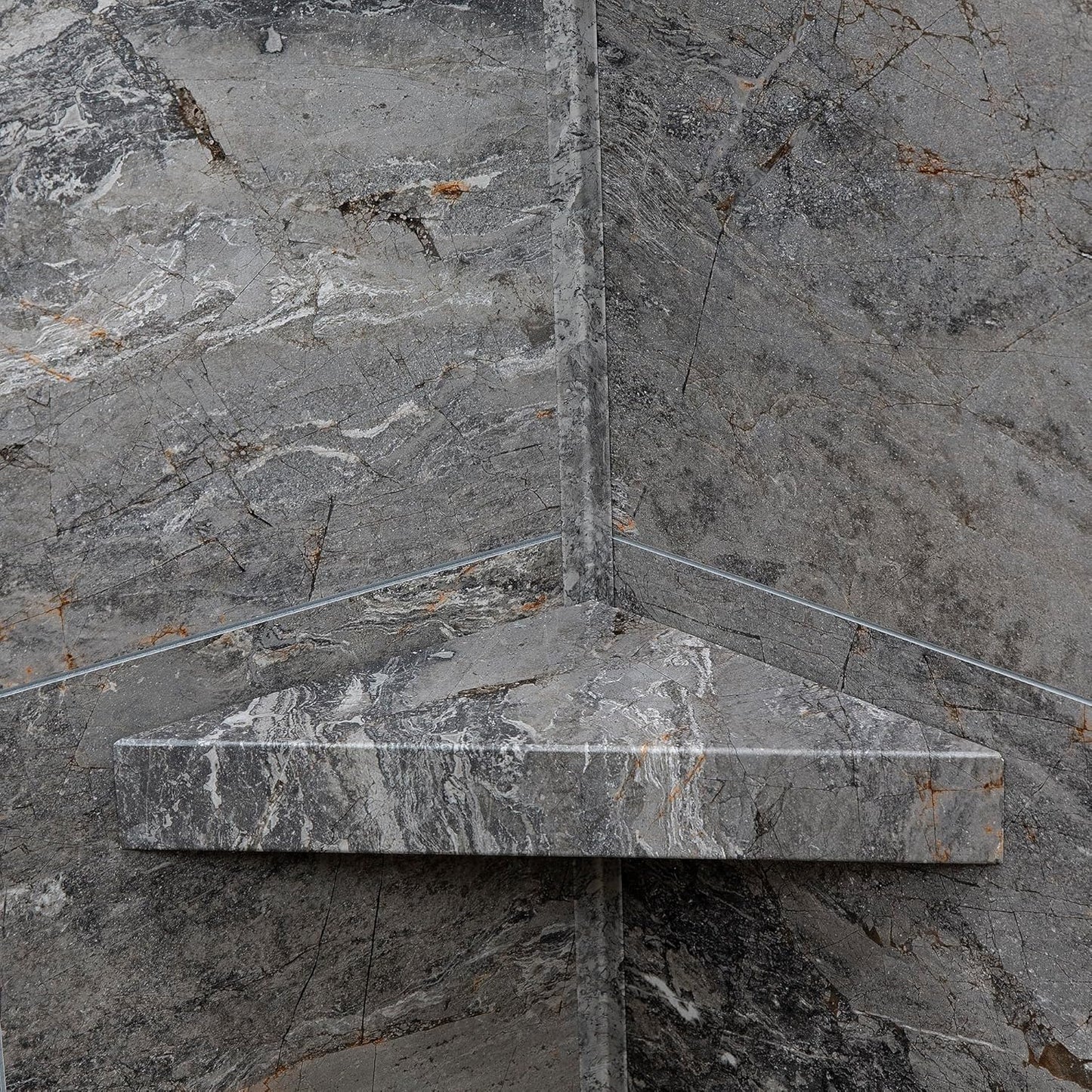 Palisade Vinyl Waterproof Corner Shower Shelf in Spanish Marble