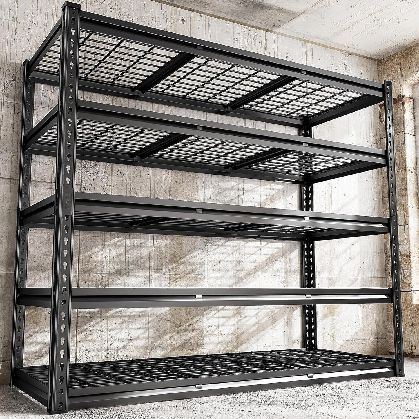 REIBII 48" W Garage Shelving 3000LBS Metal Shelving Heavy Duty Storage Shelves Adjustable Metal Shelf 5 Tier Pantry Shelves for Warehouse Garage Basement Pantry 48" W x 24" D x 72" H